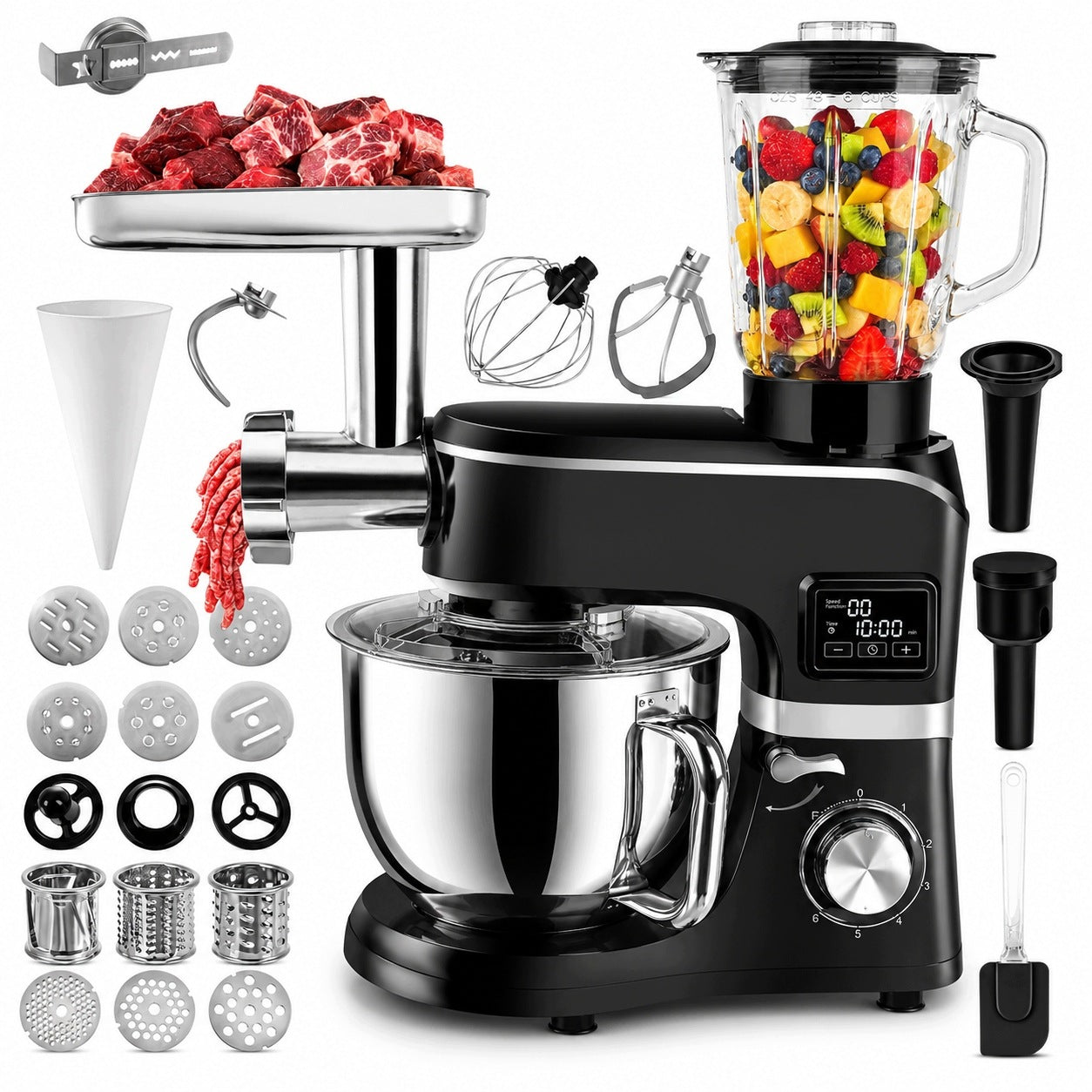 Planetary Food Processor Heated Bowl 6,2L Blender Machine Powerful 14in1