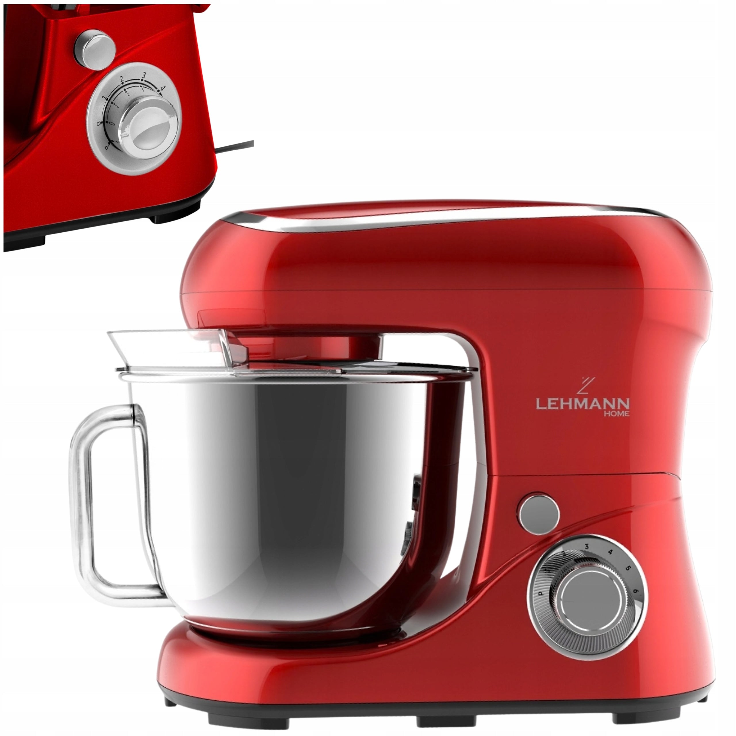 Planetary Food Processor LEHMANN Chervil 1300W Bowl5L Red 6 Speeds