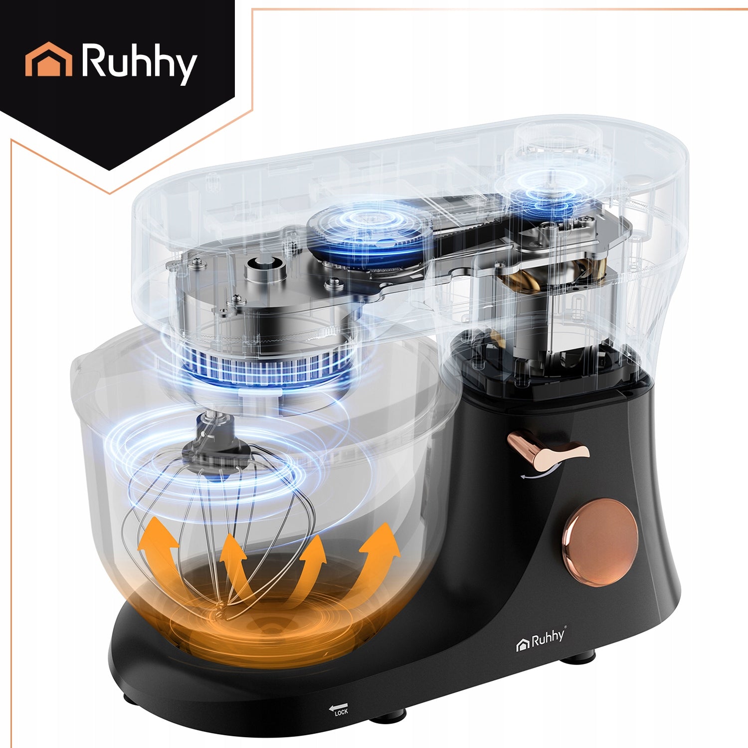 Planetary Kitchen Robot with Heated Bowl 5,7L Ruhhy Large Multifunctional Manufacturer code Robot kuchenny z podgrzewaną misą Ruhhy 25727
