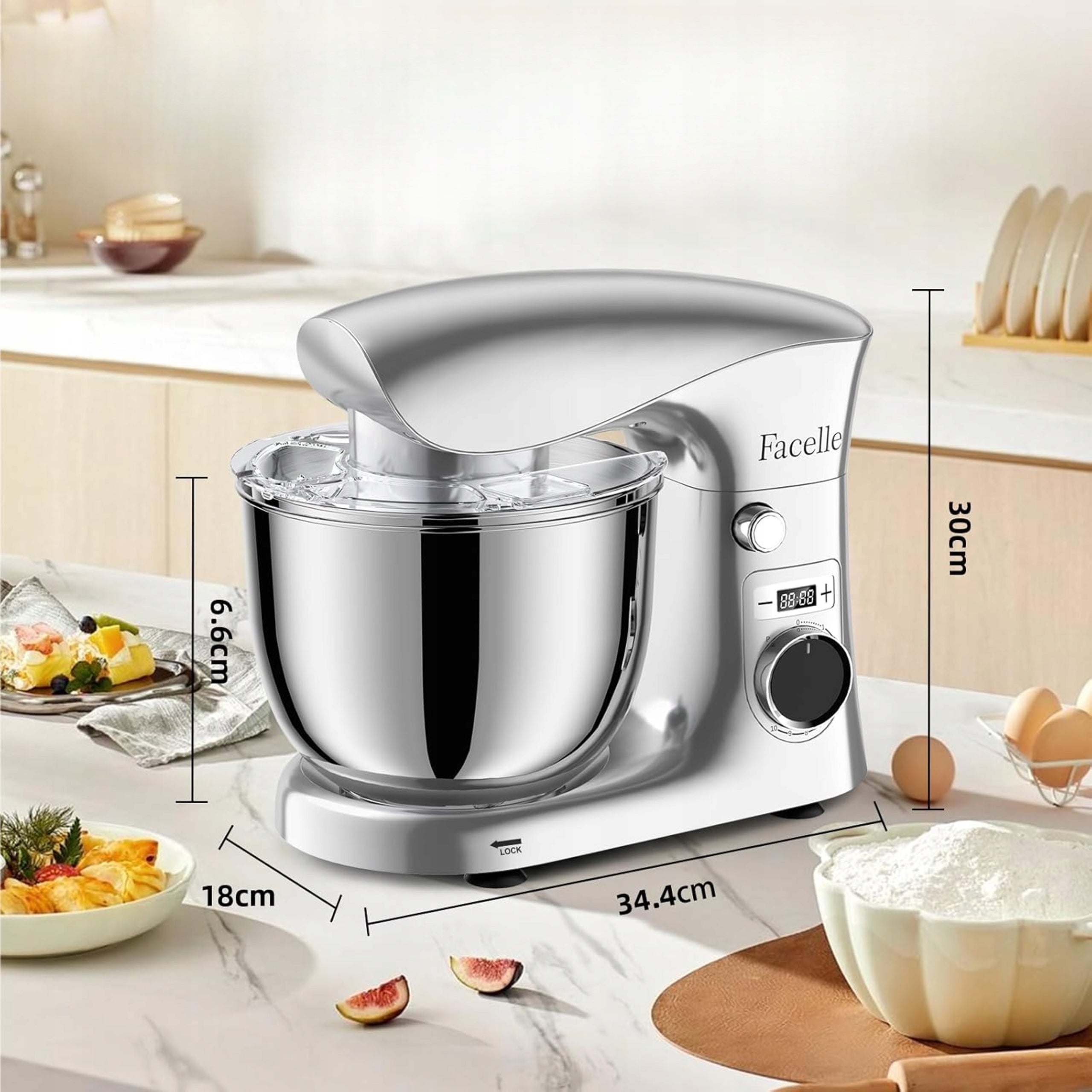 Planetary Mixer Food Processor 1500 W Bowl 5,5L 10 LED Gears Packaging status original