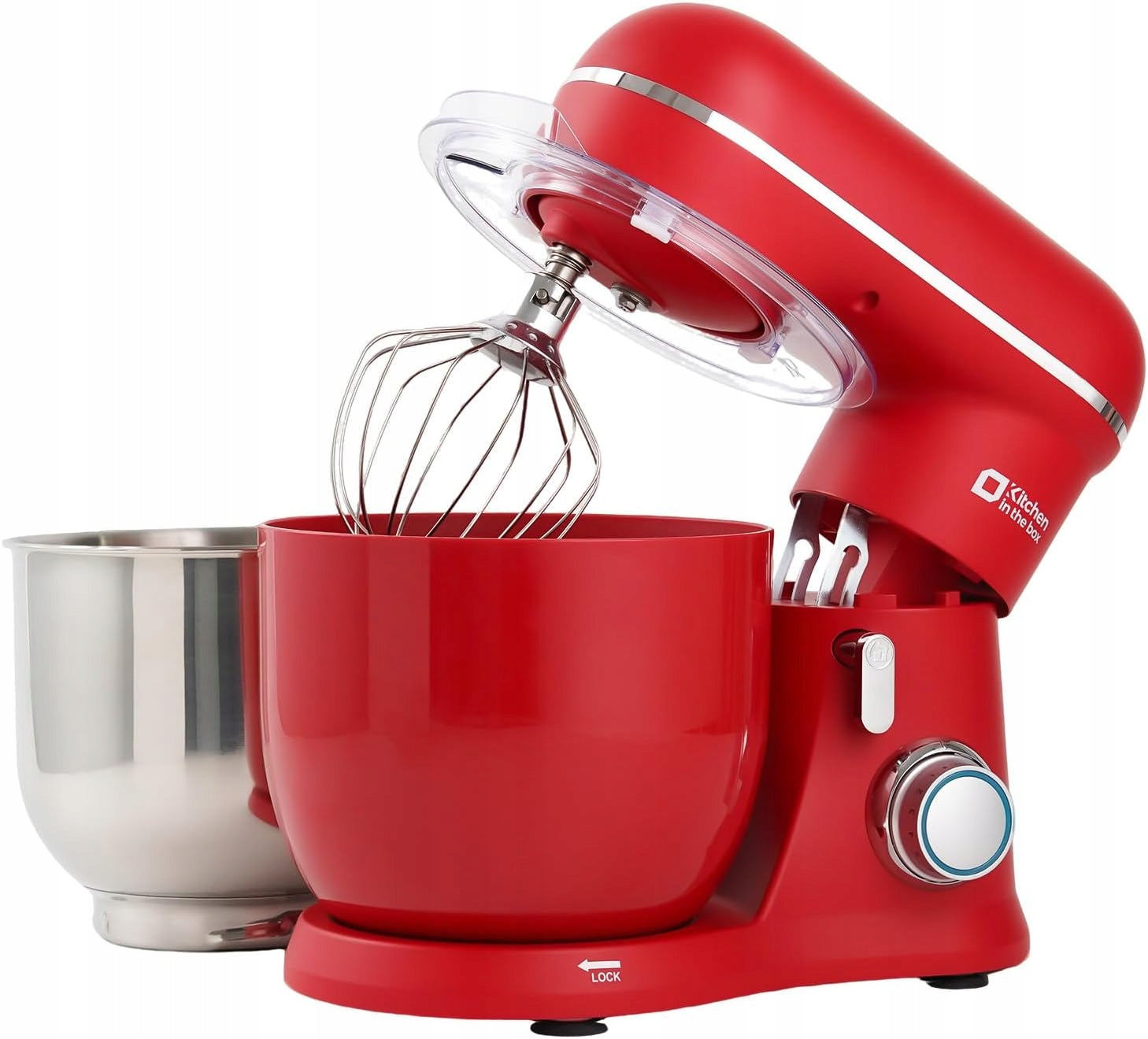 Planetary Mixer Food Processor 800W 2 Bowls 3.5L Red Compact