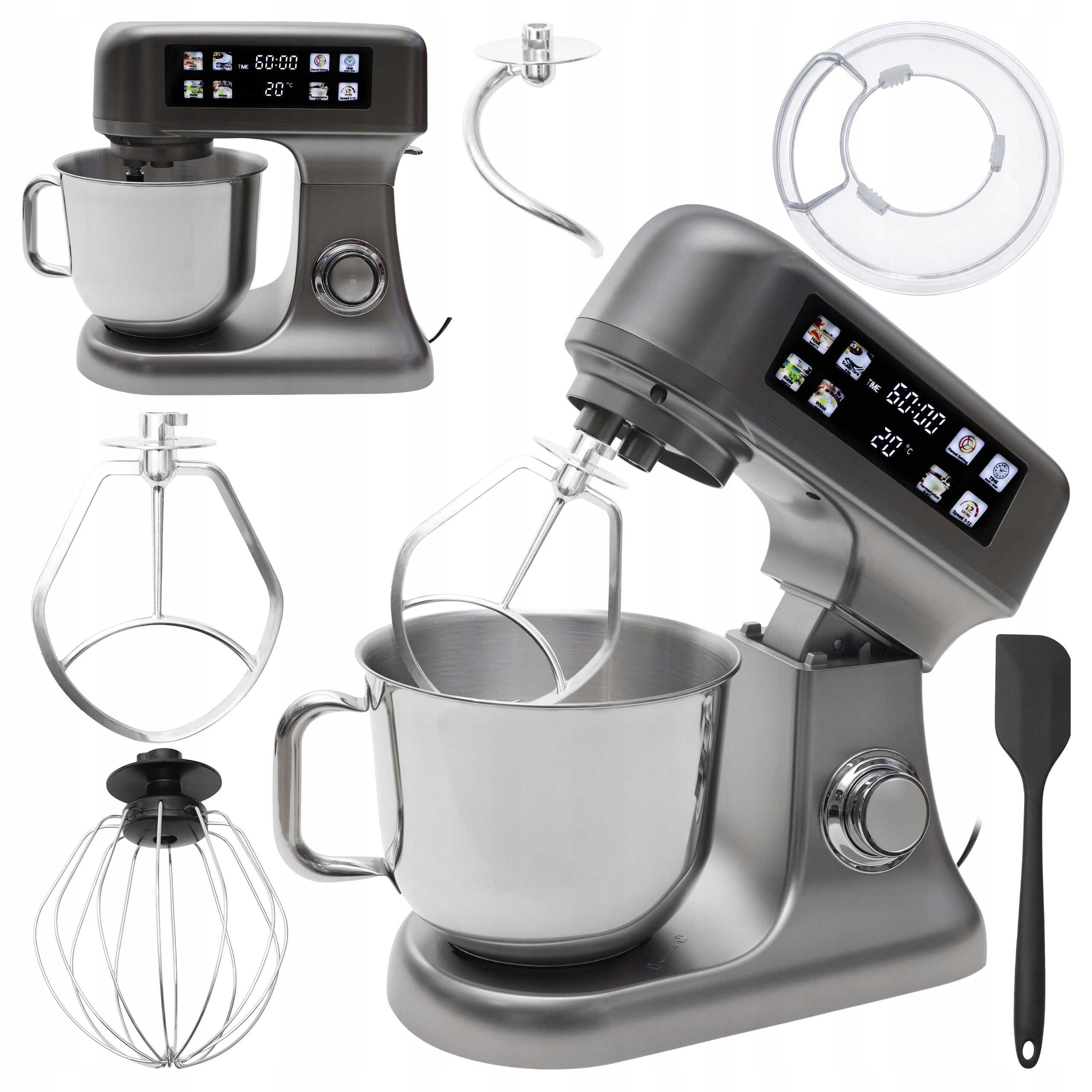 Planetary Robot Kitchen Mixer 6 L LED Panel Fermentation 2000 W Silver