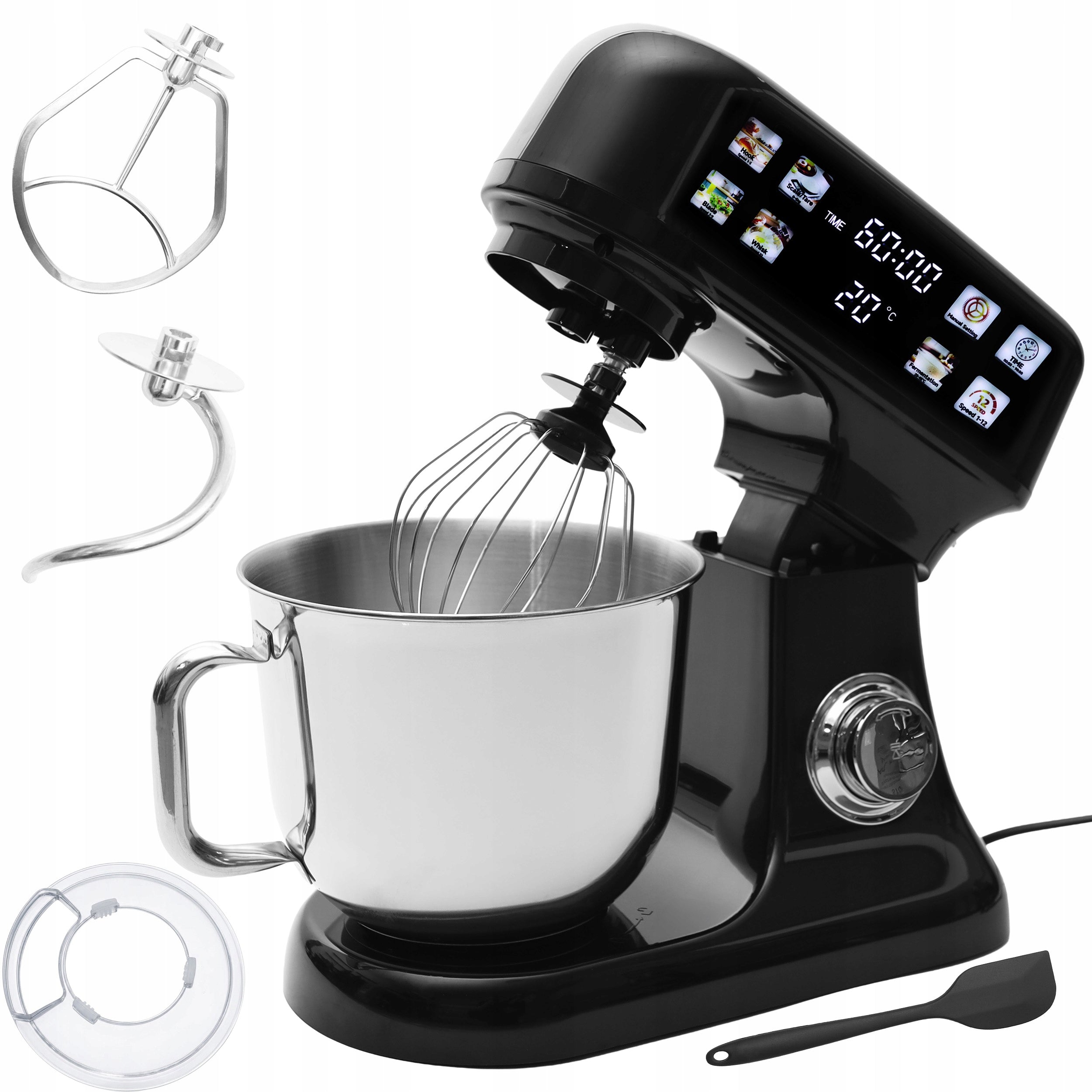 Planetary Robot Kitchen Mixer Bowl 6l LED Panel Fermentation Weight Black