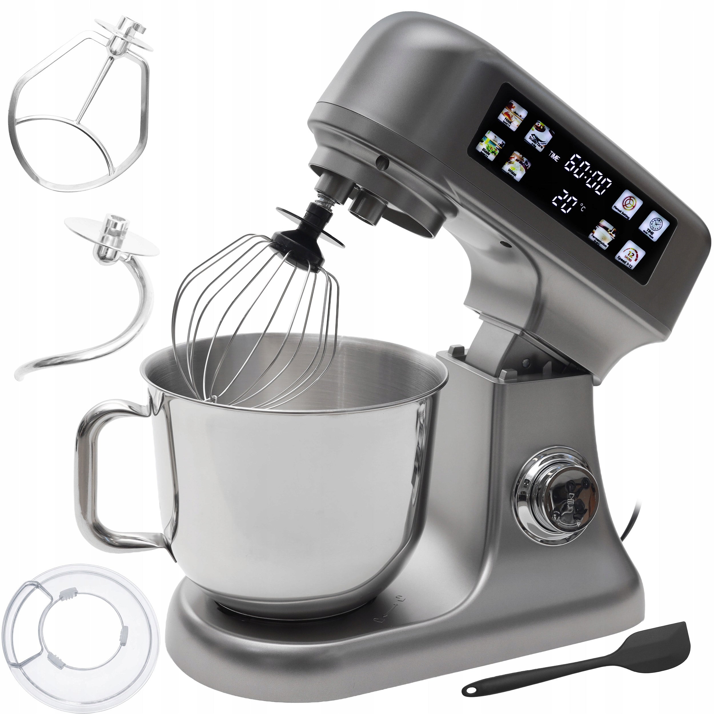 Planetary Robot Kitchen Mixer Bowl 6l Panel LED Fermentation Weight Silver