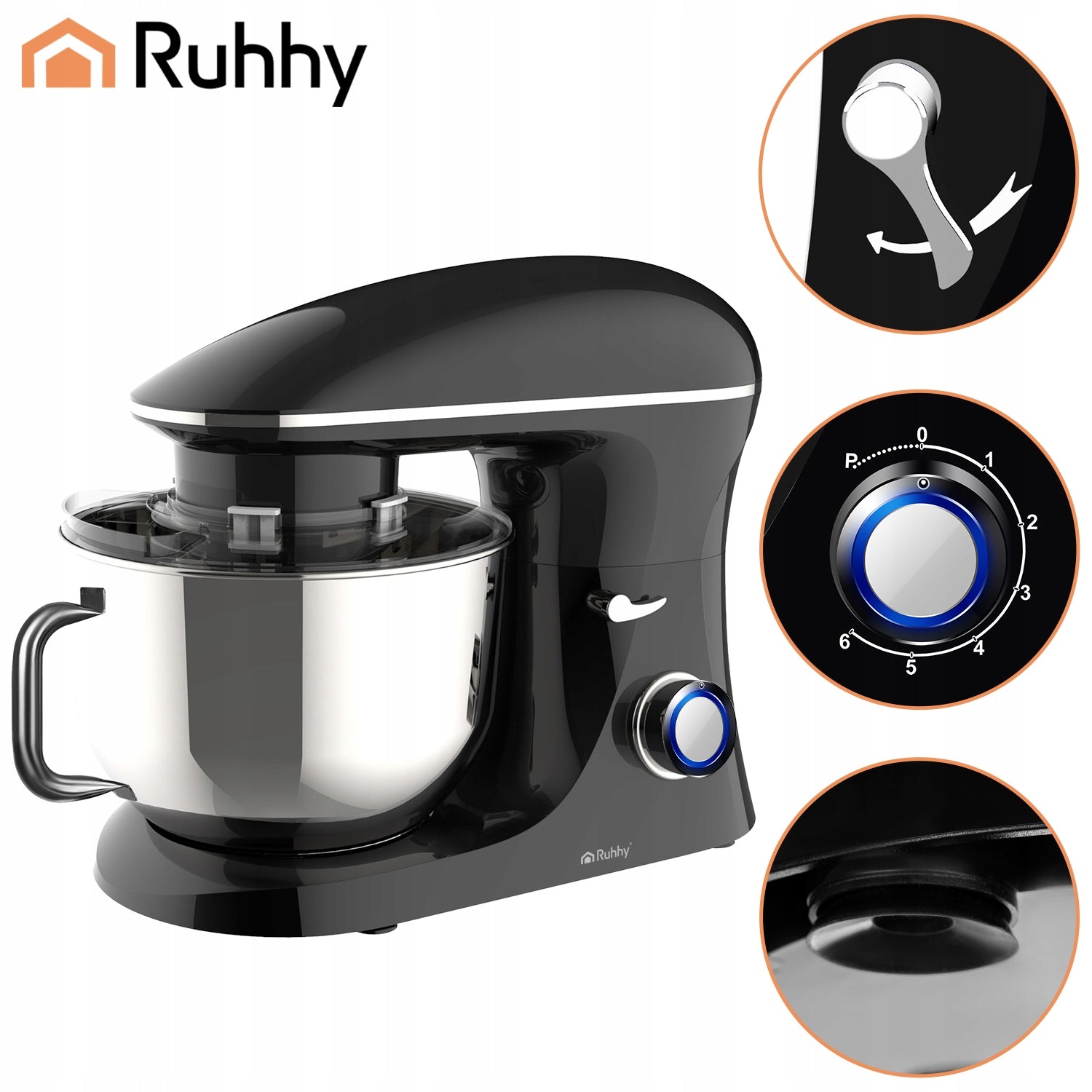 Planetary Robot Kitchen Mixer Multifunctional Black Large Bowl 6,2l Strong Brand no brand