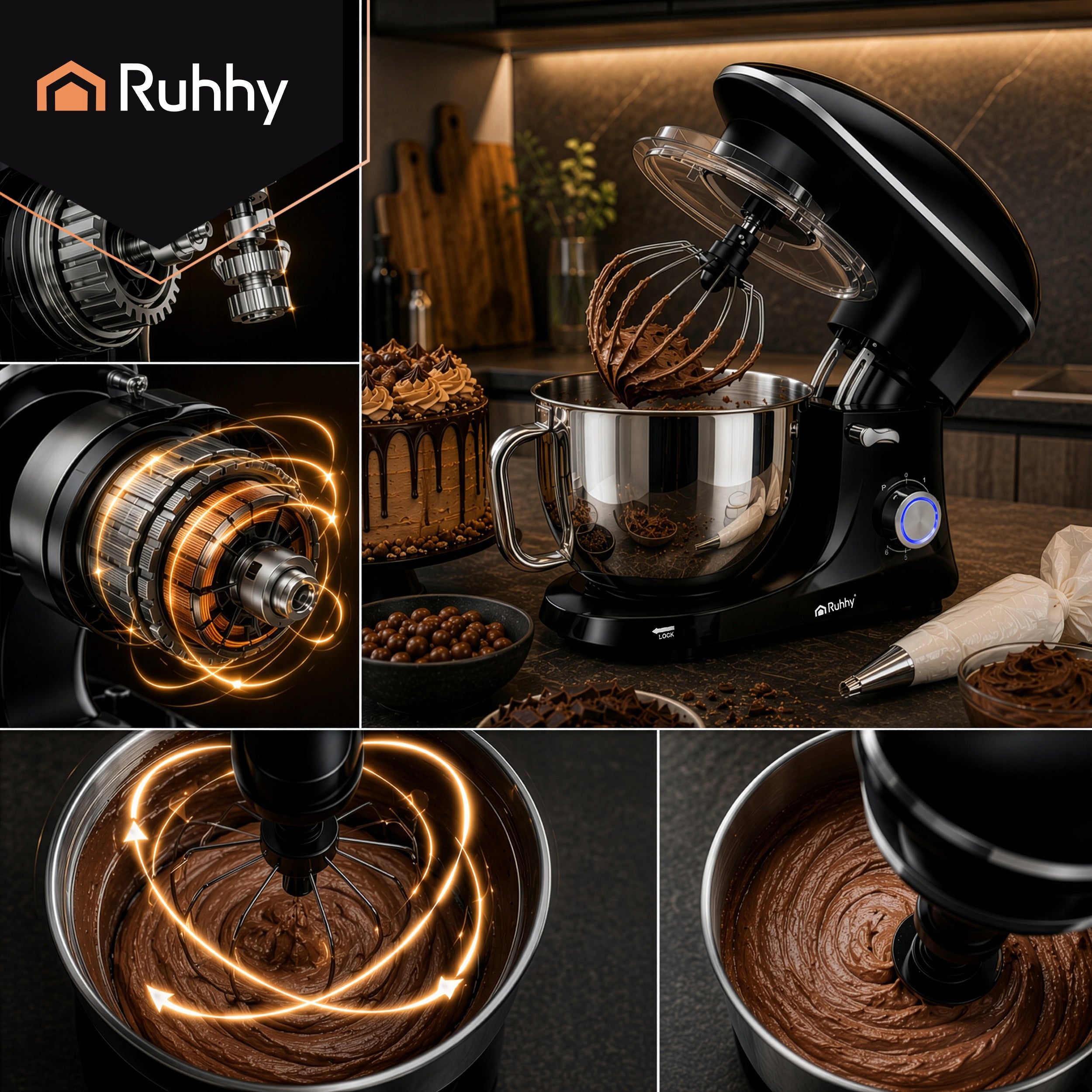 Planetary Robot Kitchen Mixer Multifunctional with Large Bowl 6,2L 9in1 Powerful Manufacturer code Robot kuchenny planetarny 2200W Ruhhy