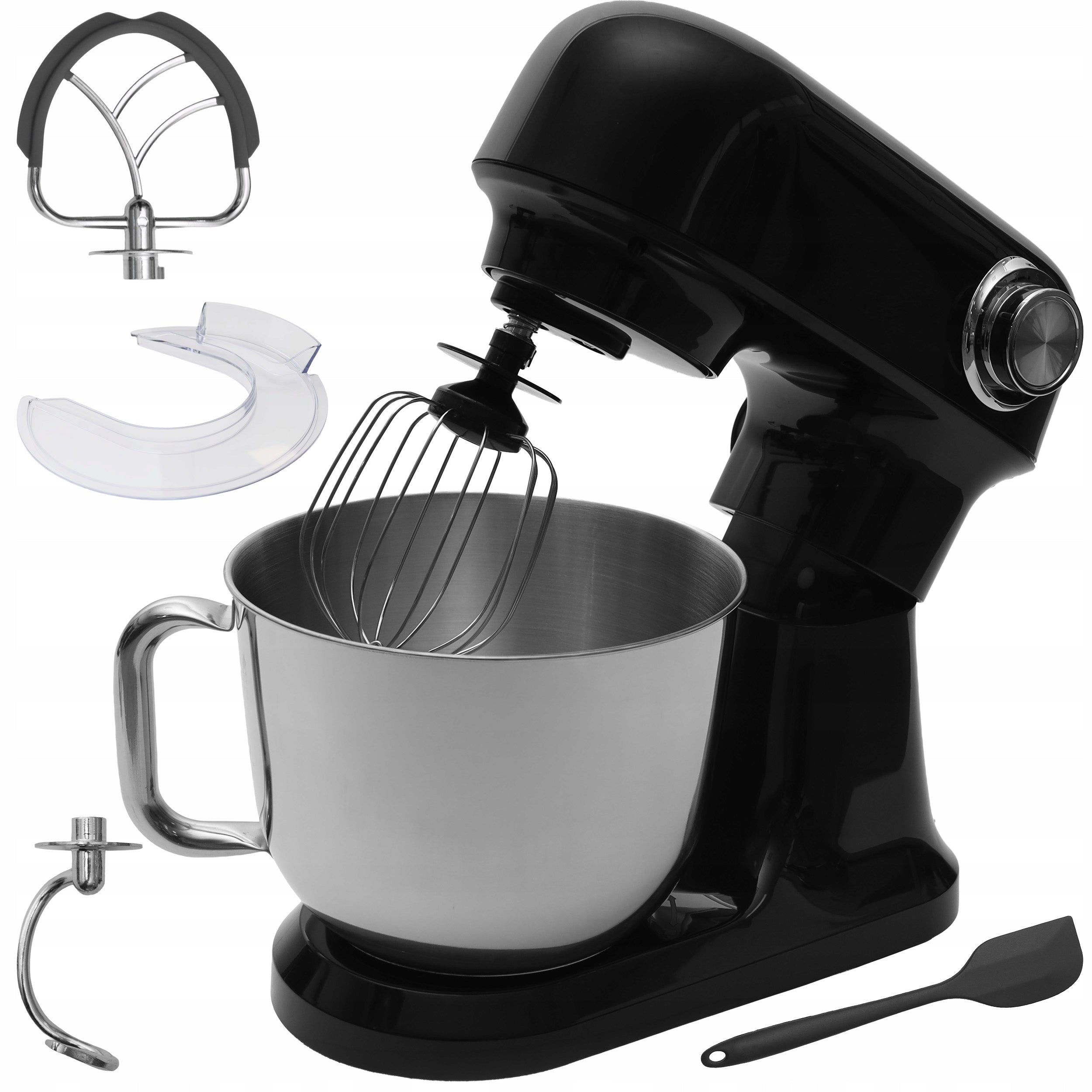 Planetary Robot Kitchen Mixer with Bowl 5l 1500W Silicone Spatula Black