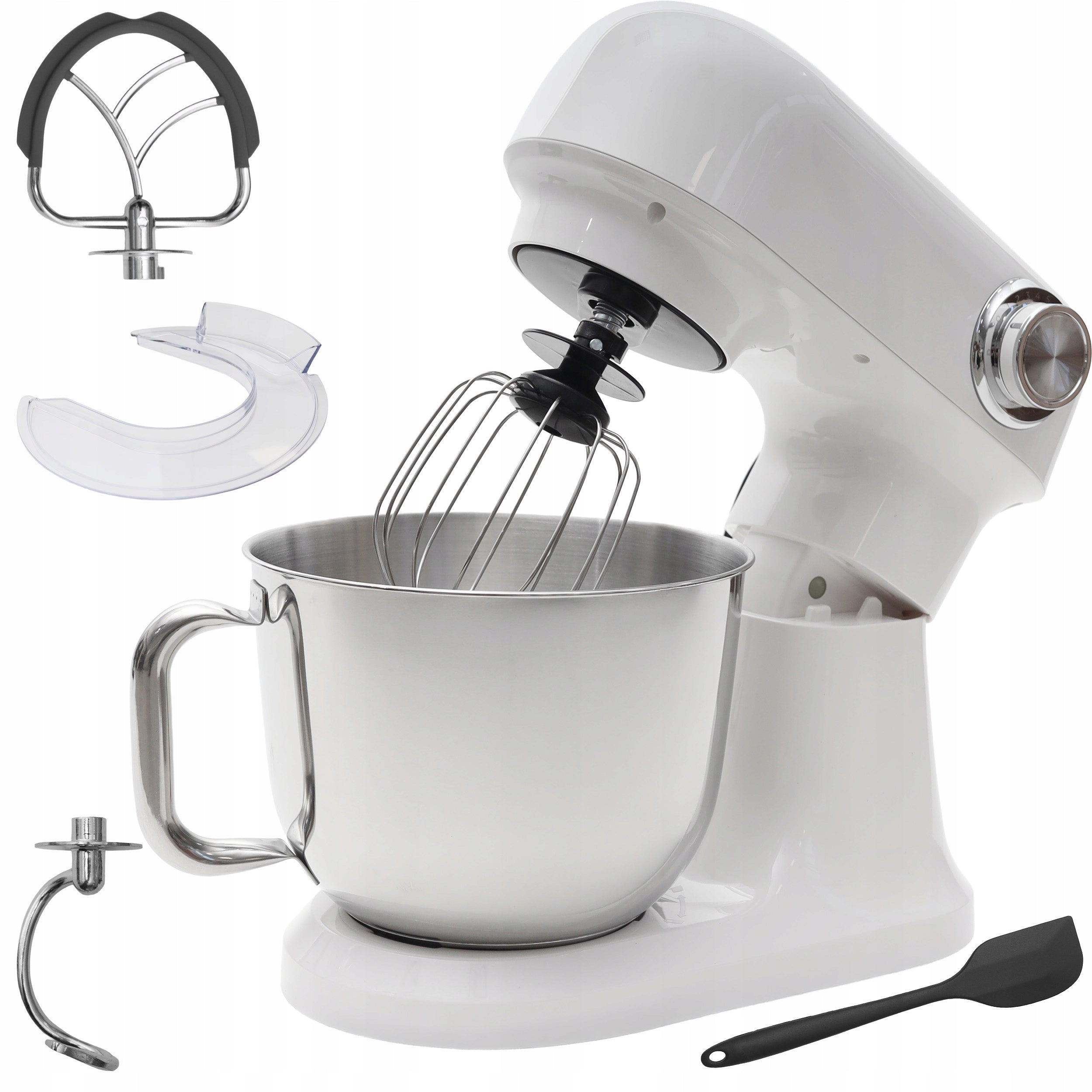 Planetary Robot Kitchen Mixer with Bowl 5l 1500W Silicone Spatula White