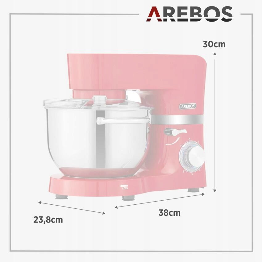 Planetary food processor AREBOS 1500W 2 bowls red 5,5 l Brand Arebos