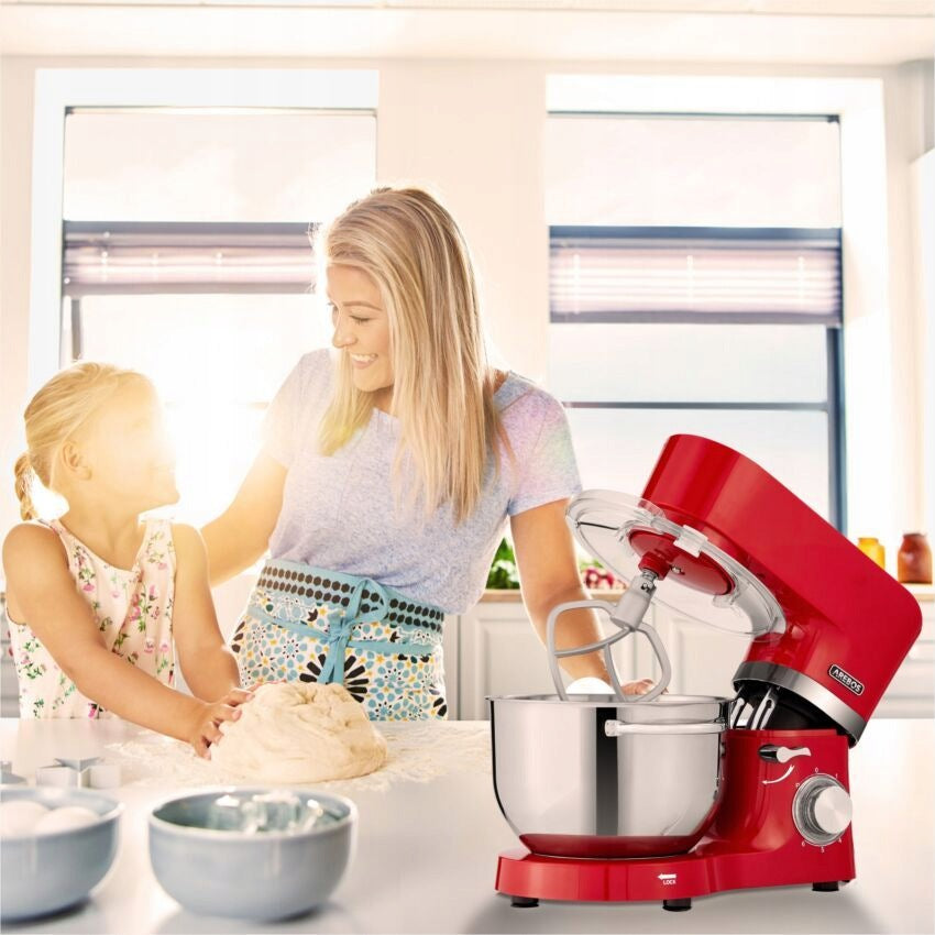 Planetary food processor AREBOS 1500W 2 bowls red 5,5 l Manufacturer code 4260627427802
