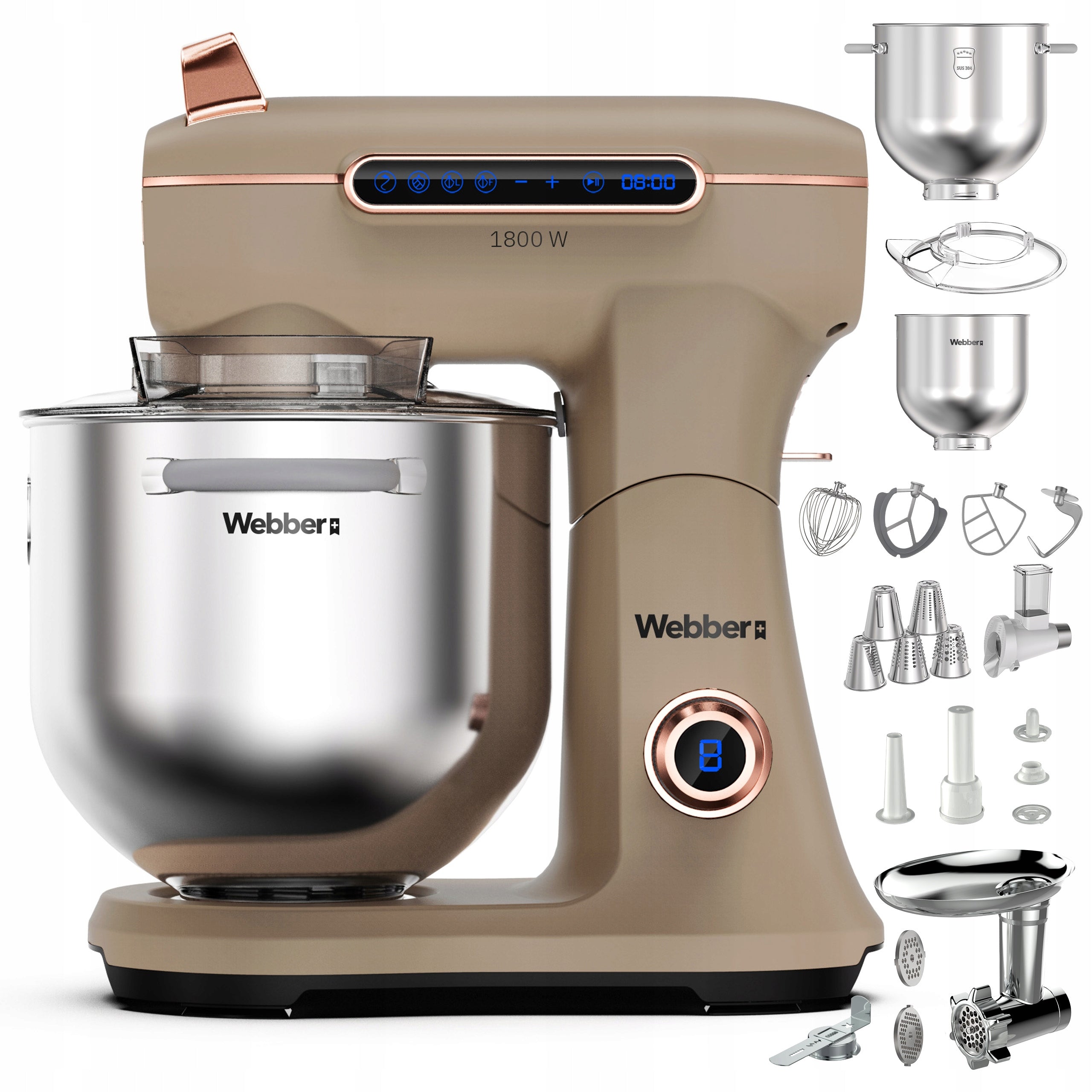 Planetary food processor Webber XEF900 1800W bowl 7L multifunction mixer