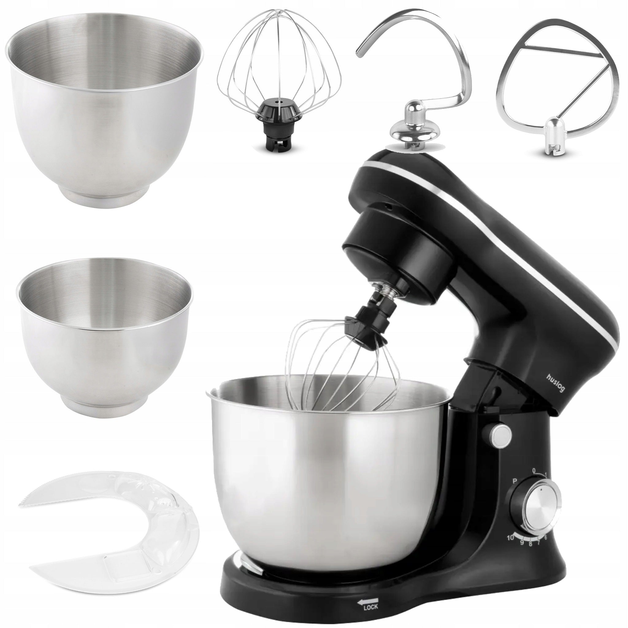 Planetary robot HUSLOG HUS1046 MixMaster 3000W Black 3 stirrers 2 bowls
