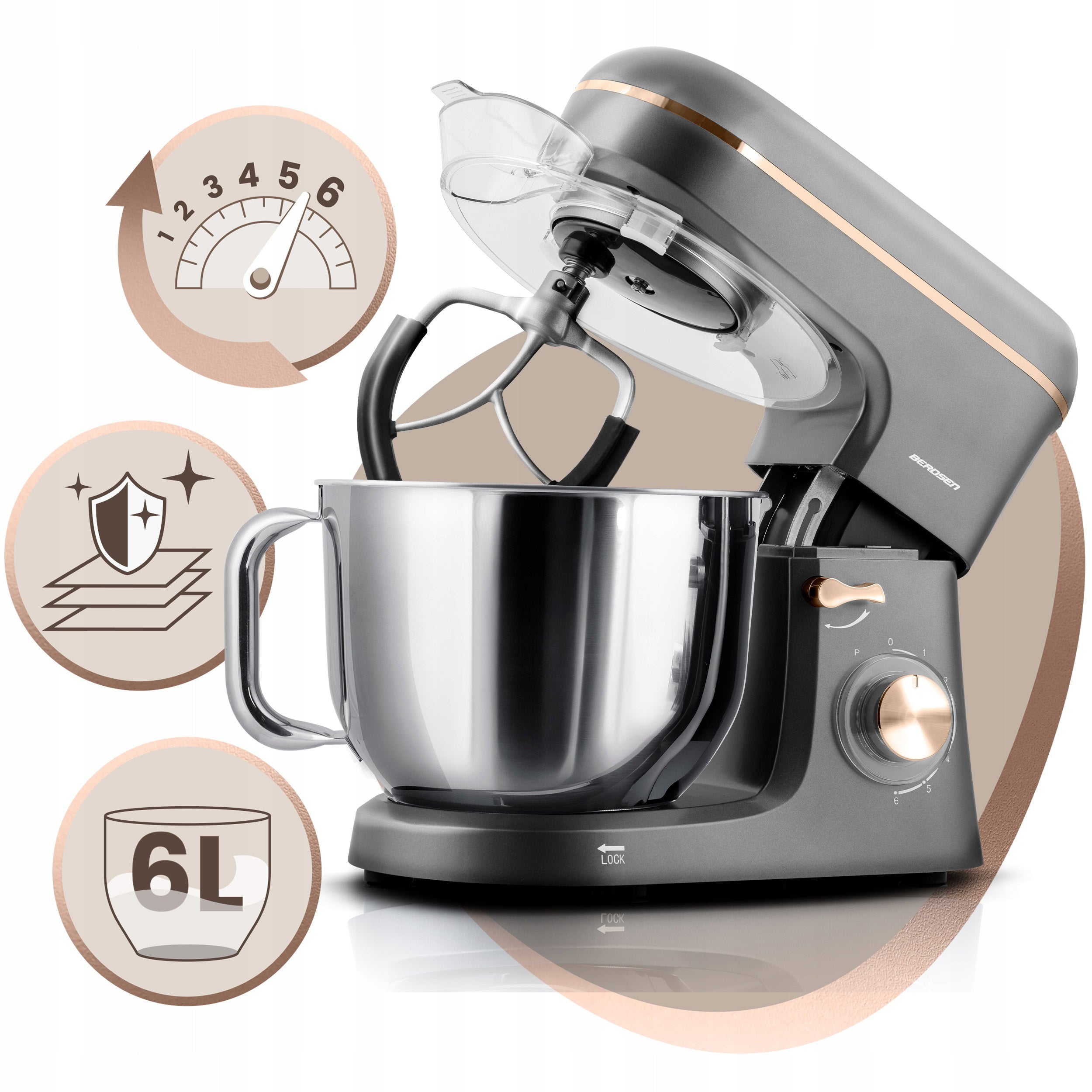 Planetary robot kitchen mixer Berdsen stainless steel 6l 3in1 Manufacturer code 375602