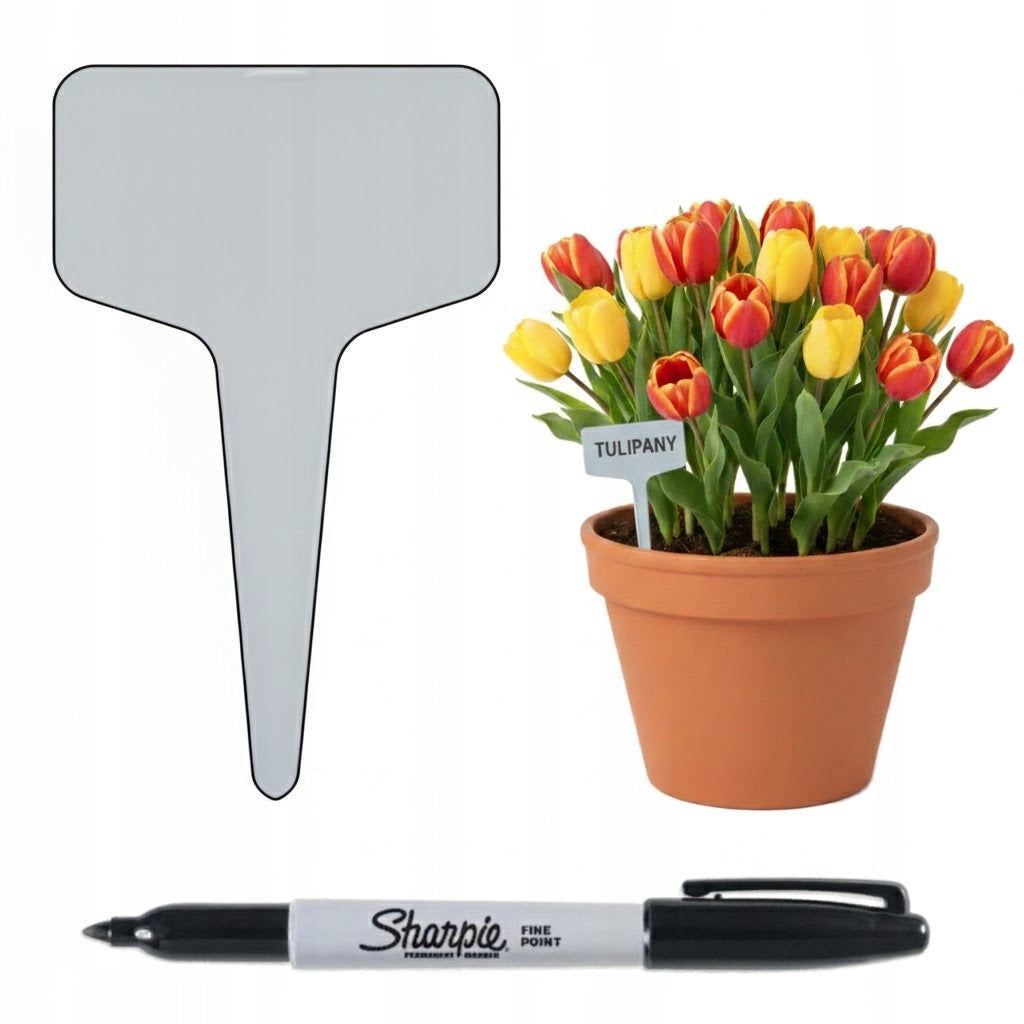Plant Description Plates 6x3 cm For Seedling VEGETABLE Description Grey + Marker
