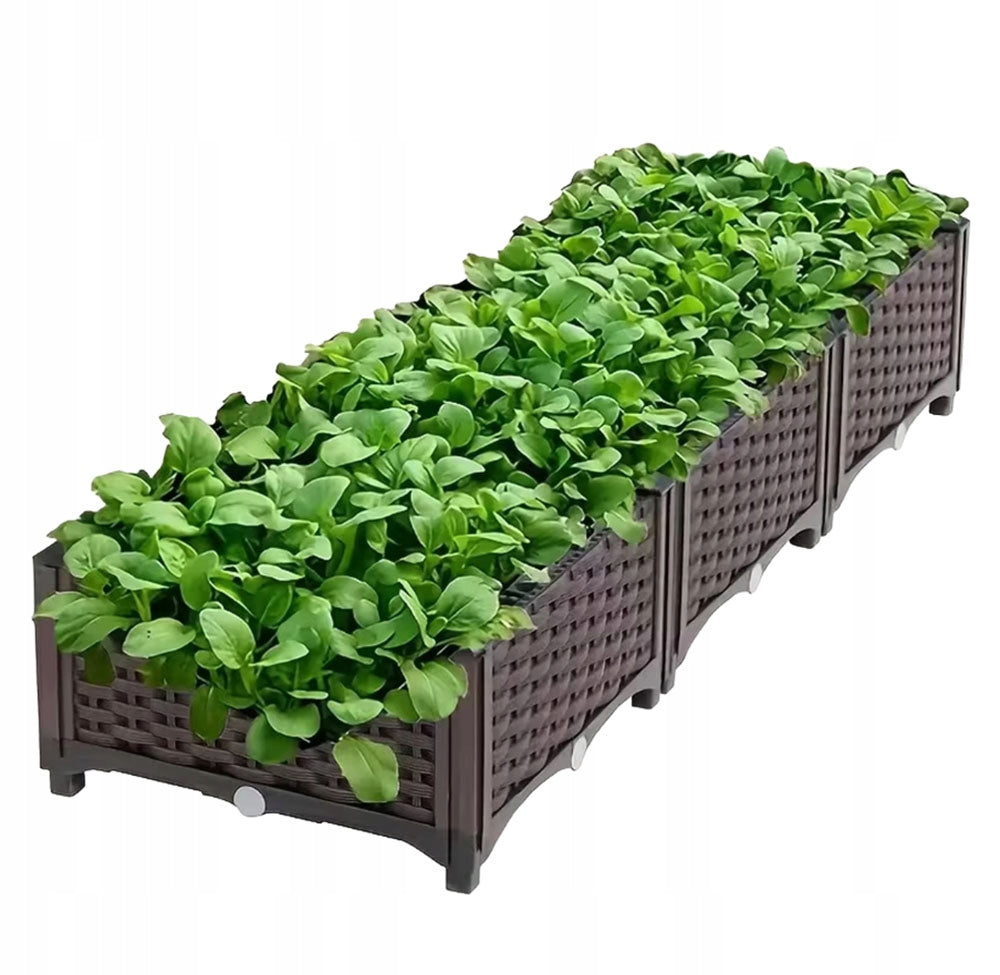 Planter Garden Box for Flowers Vegetable Modular 120x40x22cm Brown Manufacturer code KUGO garden Donica Ogrodowa modułowa 3 kom