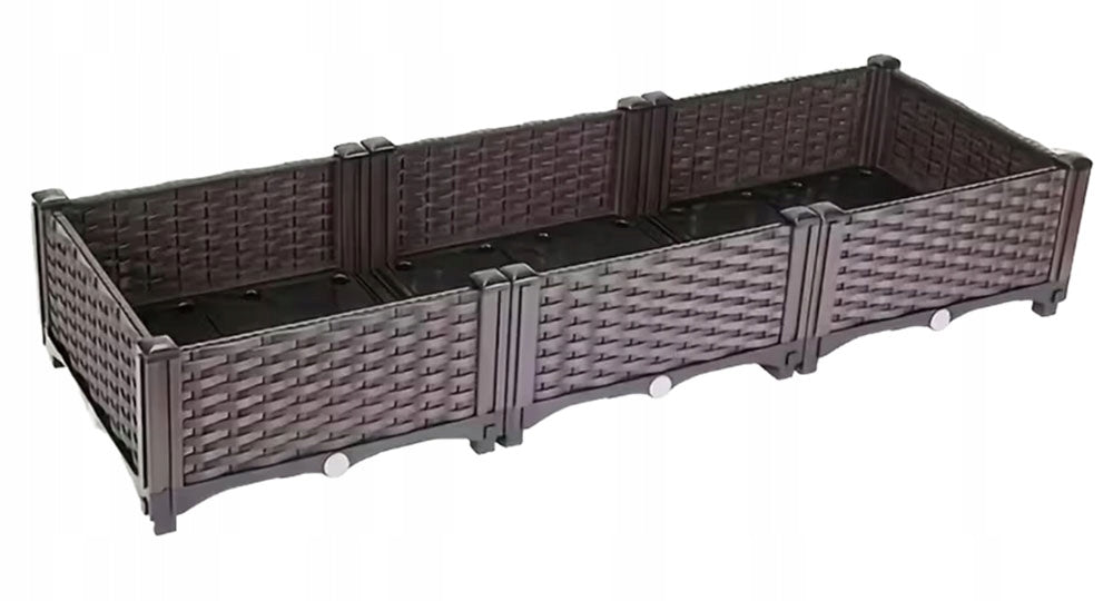 Planter Garden Box for Flowers Vegetable Modular 120x40x22cm Brown Material synthetic material