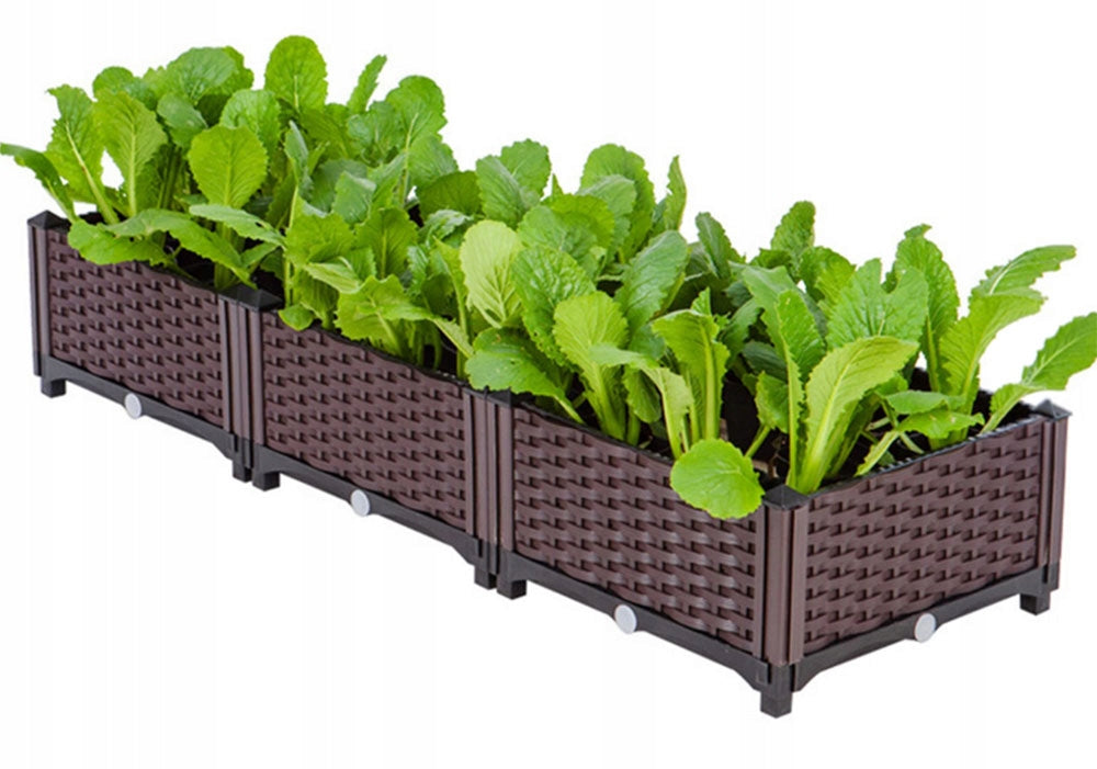 Planter Garden Box for Flowers Vegetable Modular 120x40x22cm Brown Packaging status original