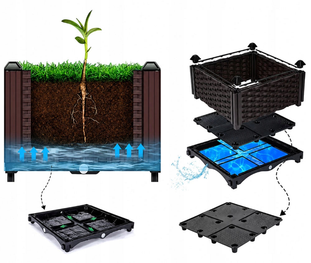 Planter Garden Box for Flowers Vegetable Modular 120x40x22cm Brown Product height 38 cm