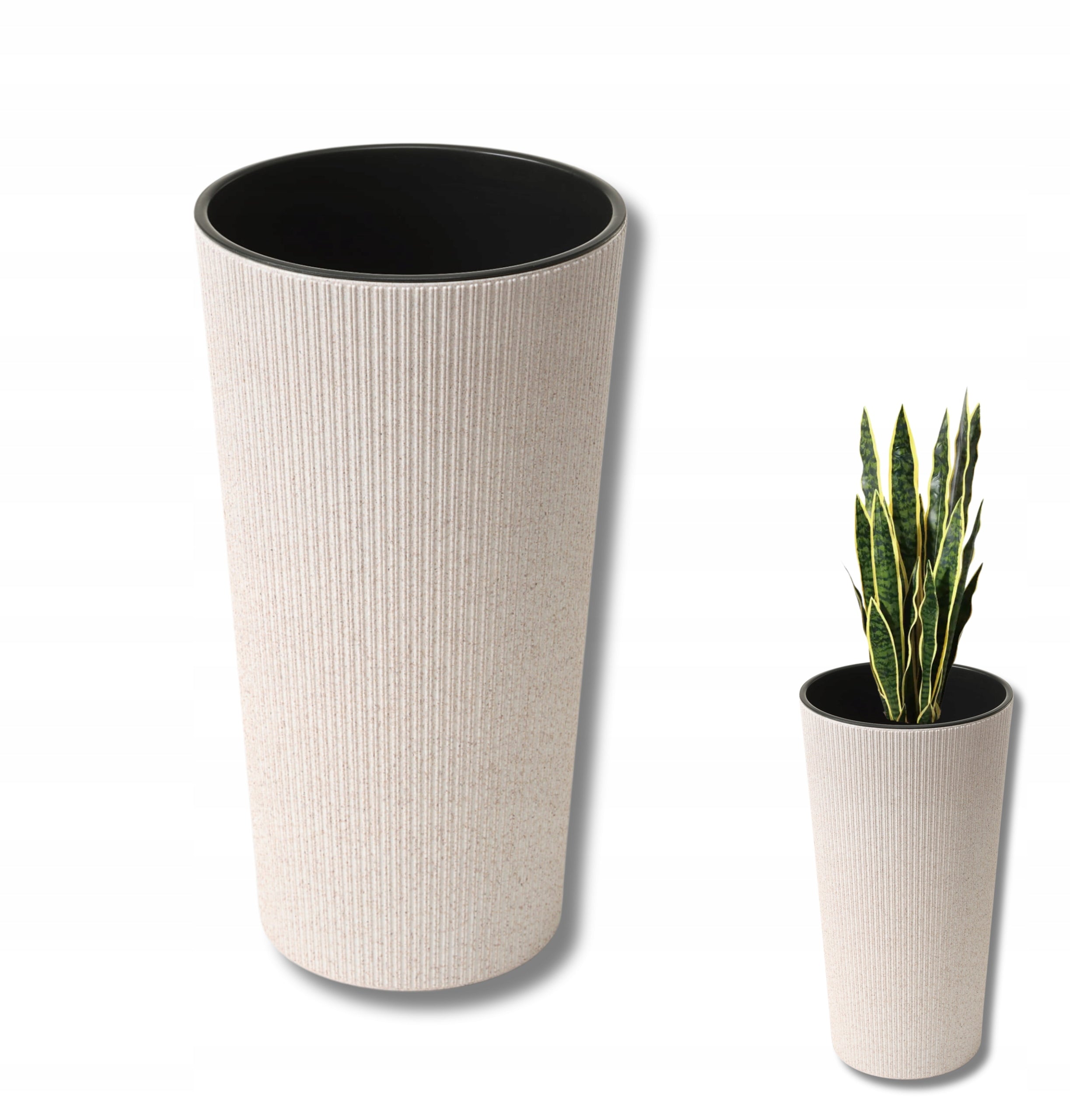 Planter LILIA JUMPER diameter 25cm col. WHITE eco wood (BEIGE) + cartridge Manufacturer code HH-URBANIKA-C-L-46