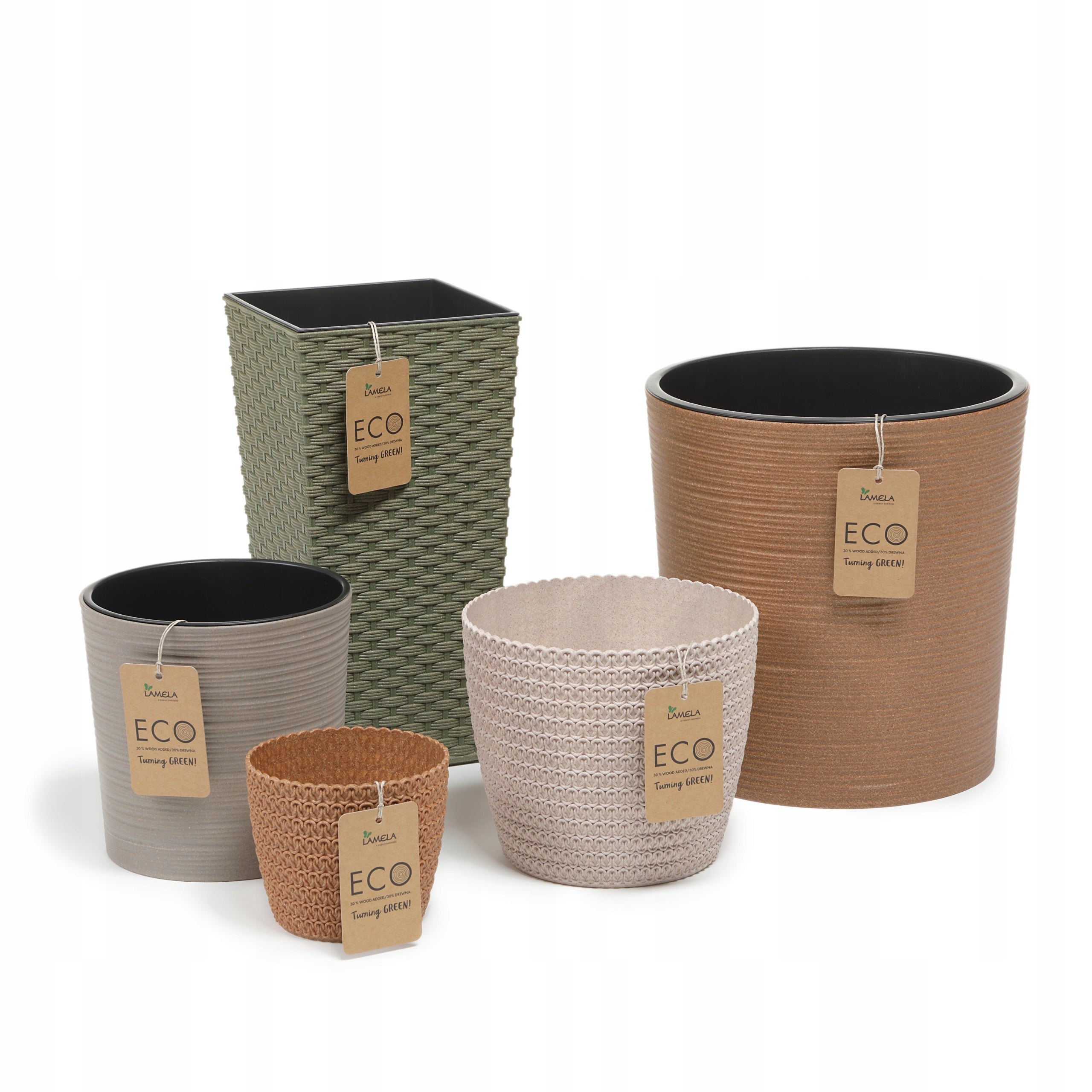 Planter LILIA JUMPER diameter 25cm col. WHITE eco wood (BEIGE) + cartridge Product width 25.5 cm