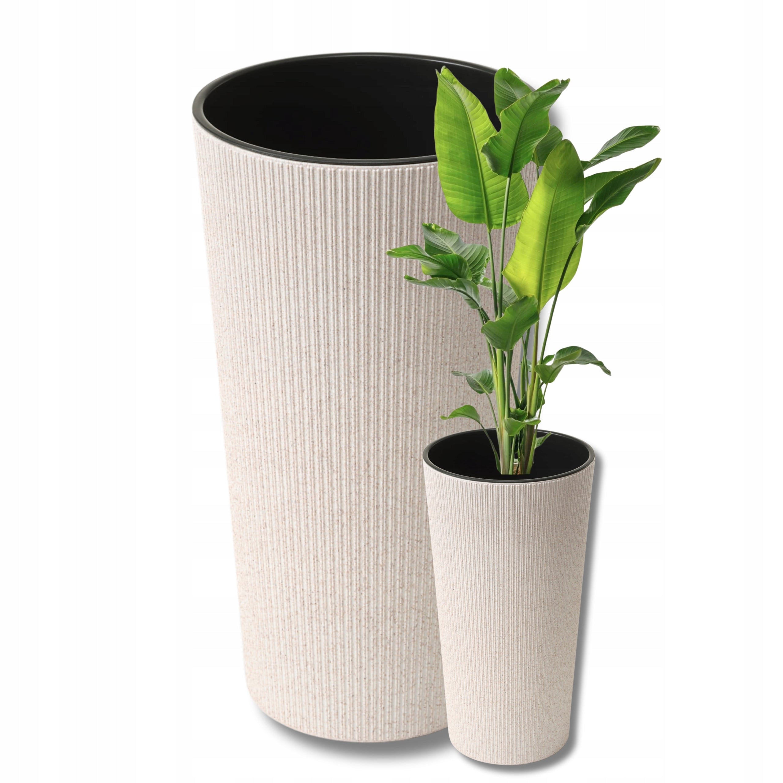 Planter LILIA JUMPER diameter 25cm col. WHITE eco wood (BEIGE) + cartridge