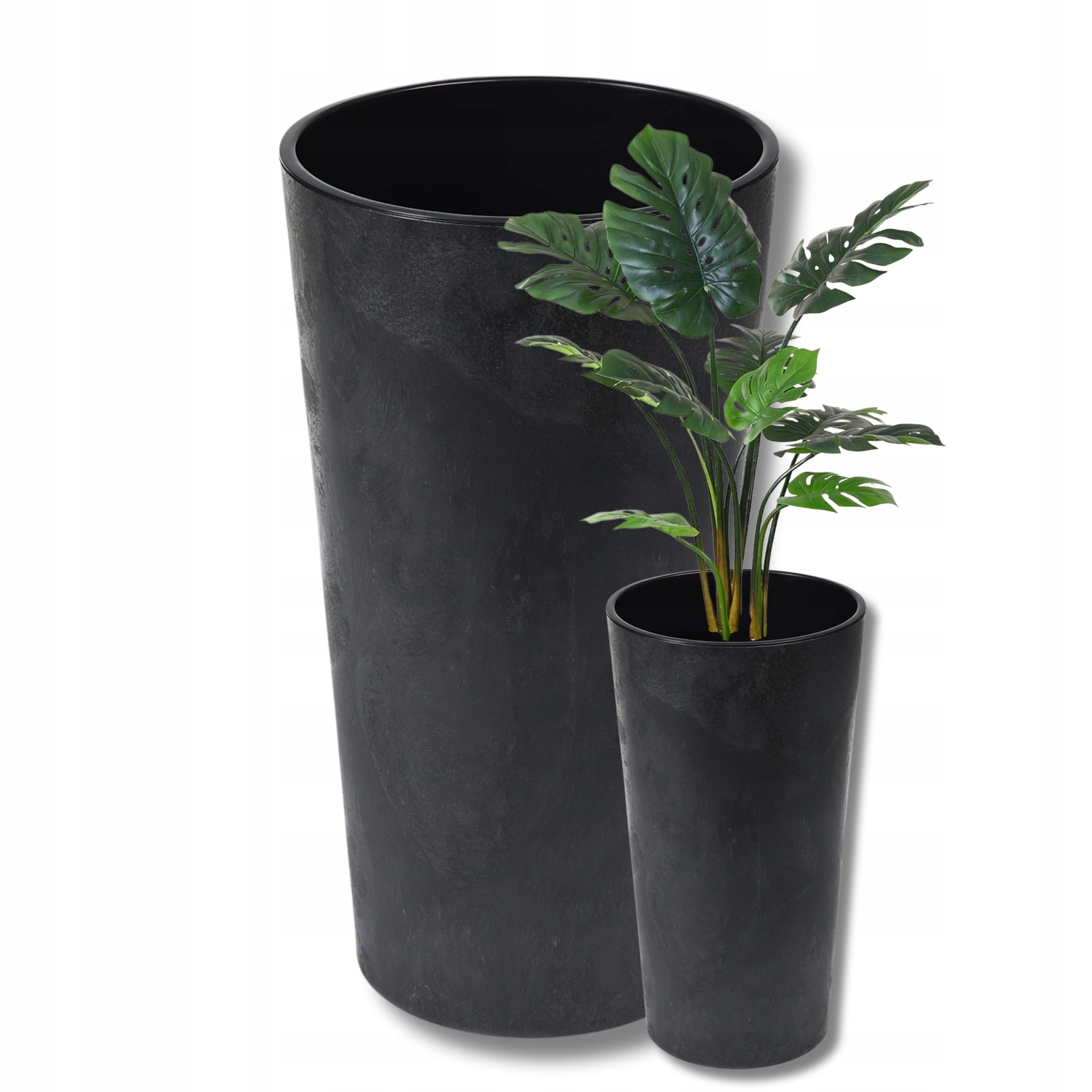 Planter LILIA recycled diameter 14cm h26cm CONCRETE EFFECT col. BLACK
