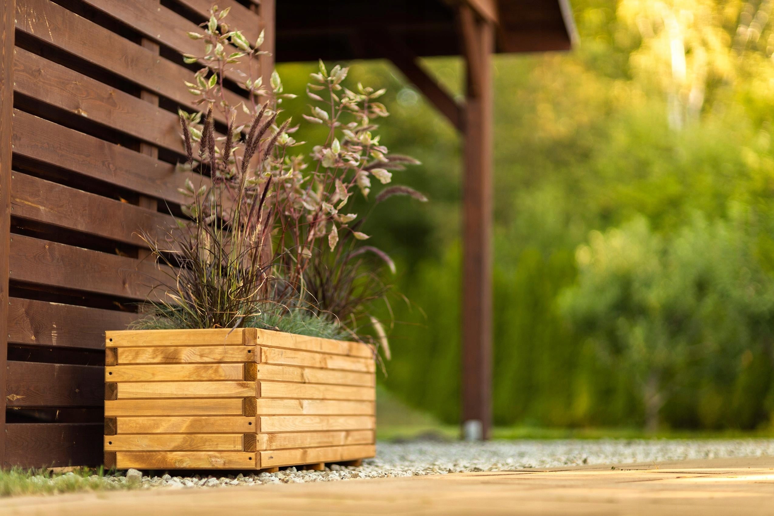 Planter Wooden Pine Solid Brown Terra 120x40x40 cm Thickness 3.5 cm Brand no brand