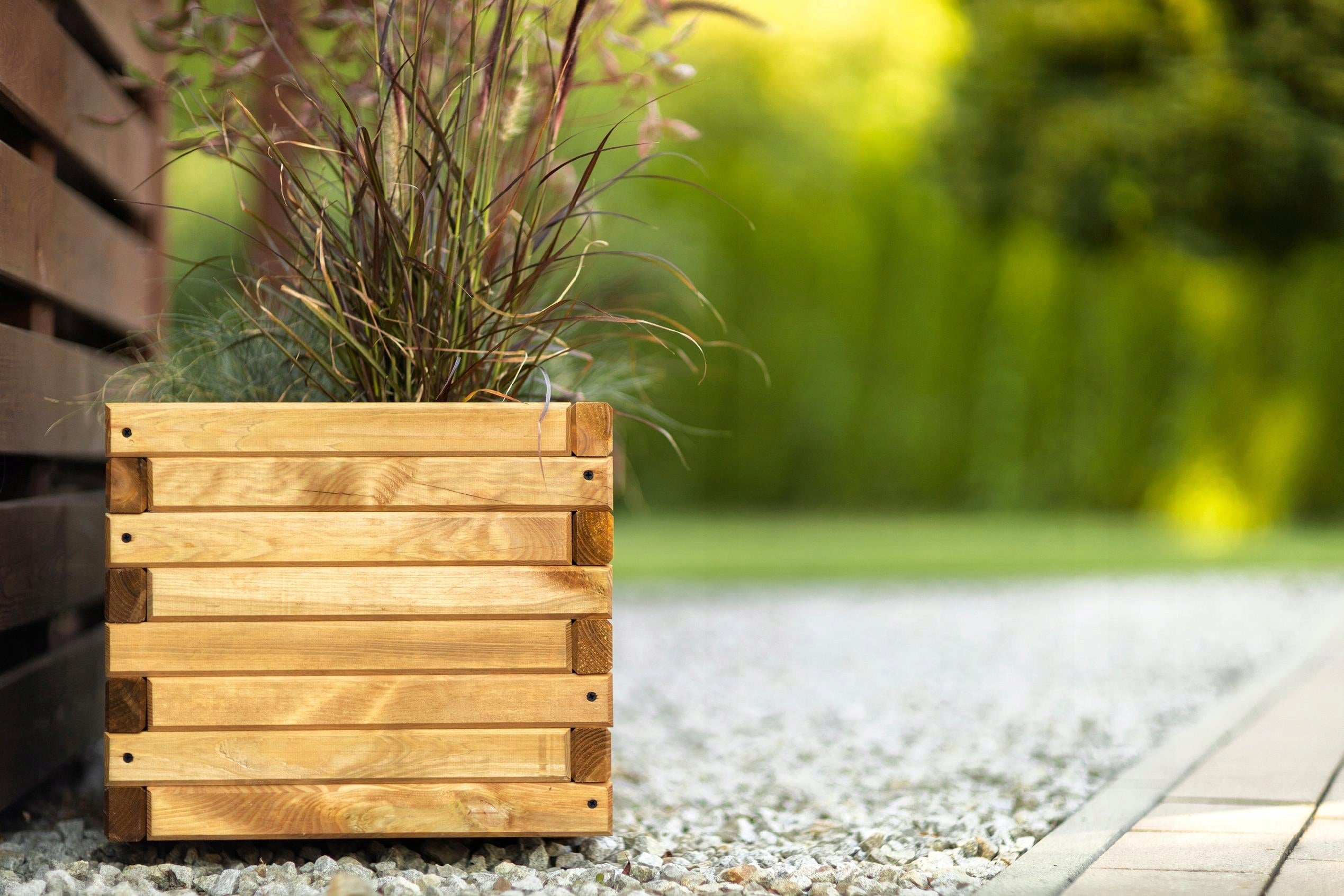 Planter Wooden Pine Solid Brown Terra 120x40x40 cm Thickness 3.5 cm Color brown
