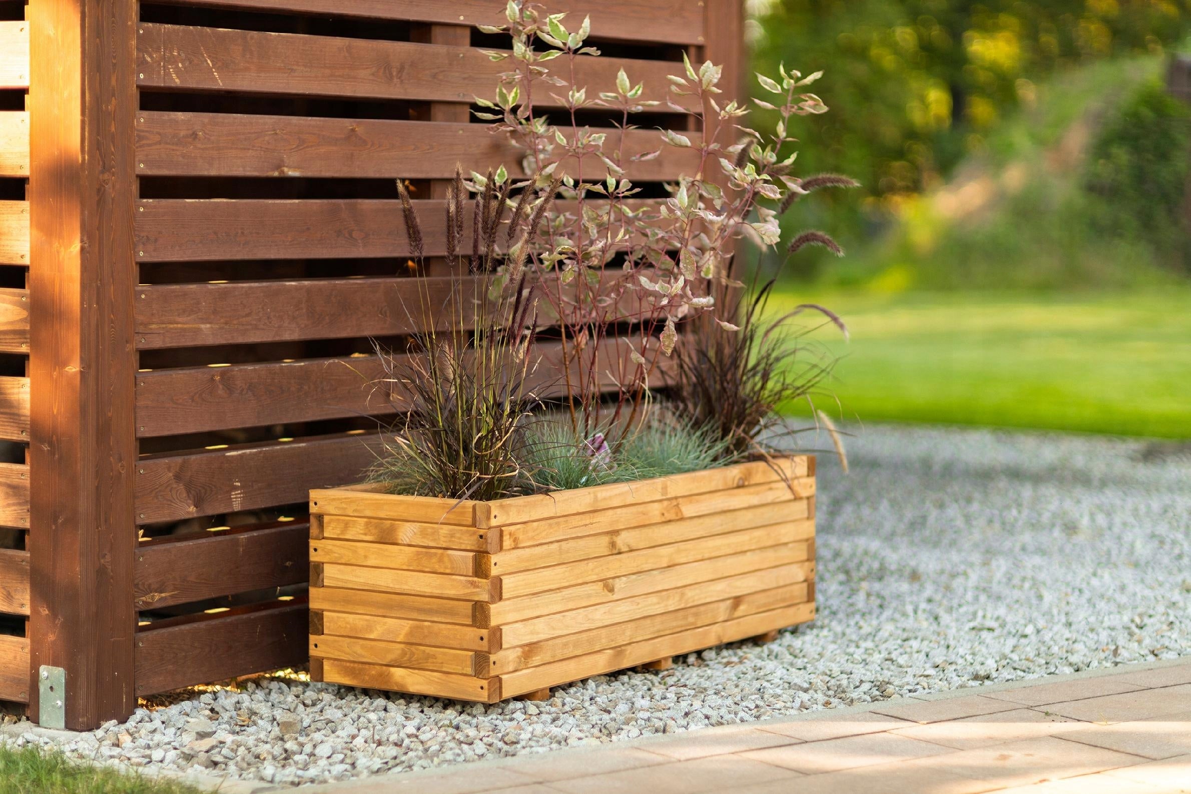 Planter Wooden Pine Solid Brown Terra 120x40x40 cm Thickness 3.5 cm Length 120 cm