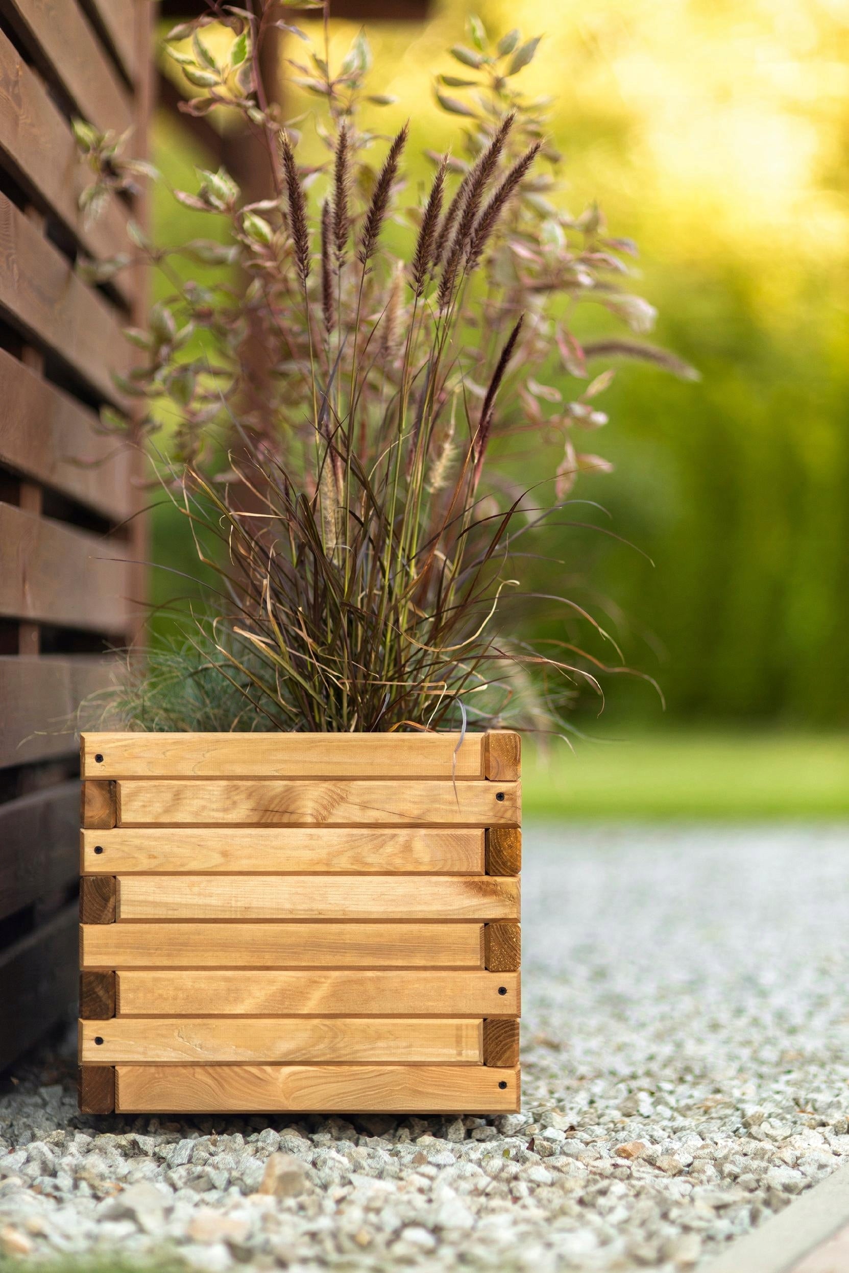 Planter Wooden Pine Solid Brown Terra 120x40x40 cm Thickness 3.5 cm Packaging status original