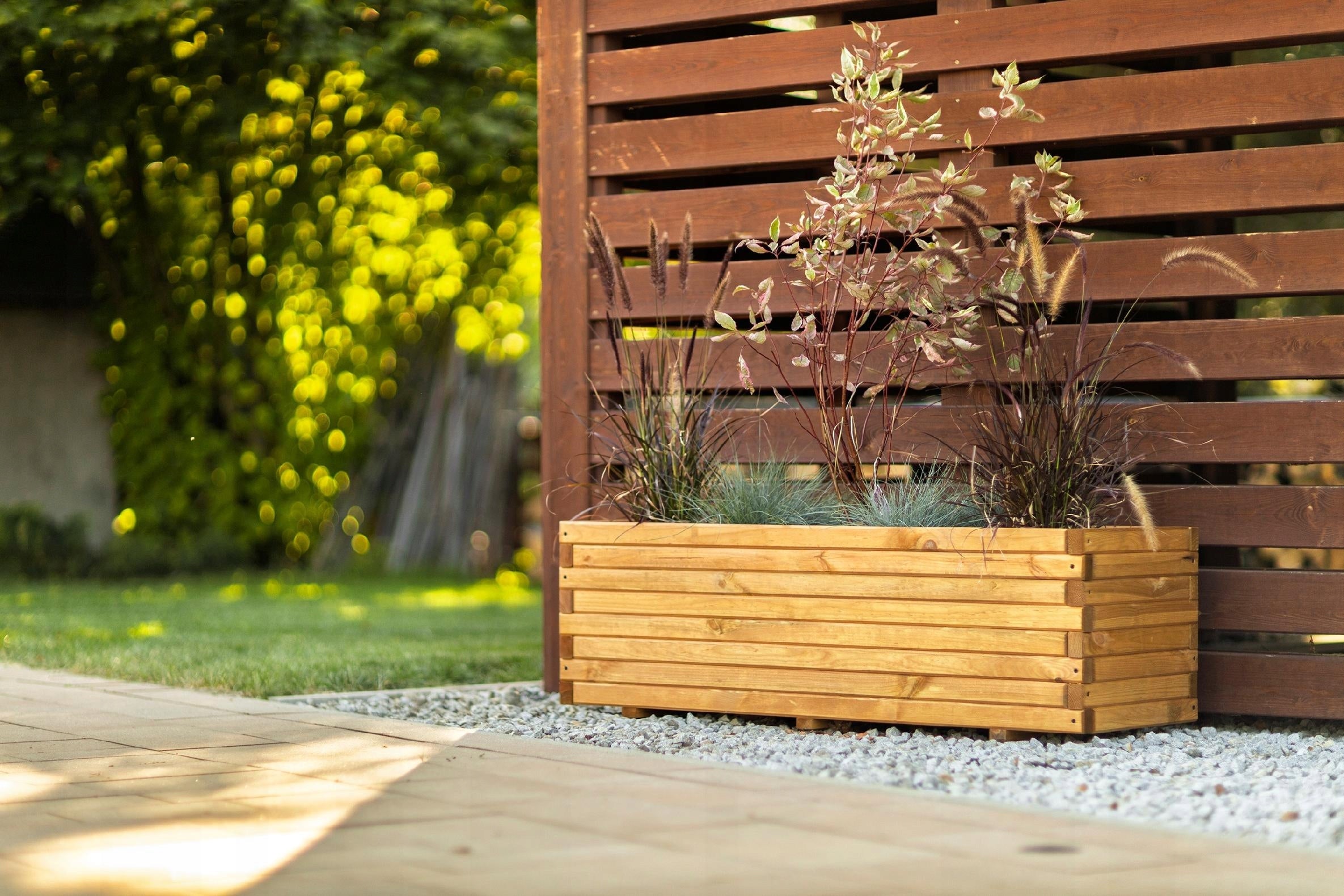 Planter Wooden Pine Solid Brown Terra 120x40x40 cm Thickness 3.5 cm Product height 40 cm