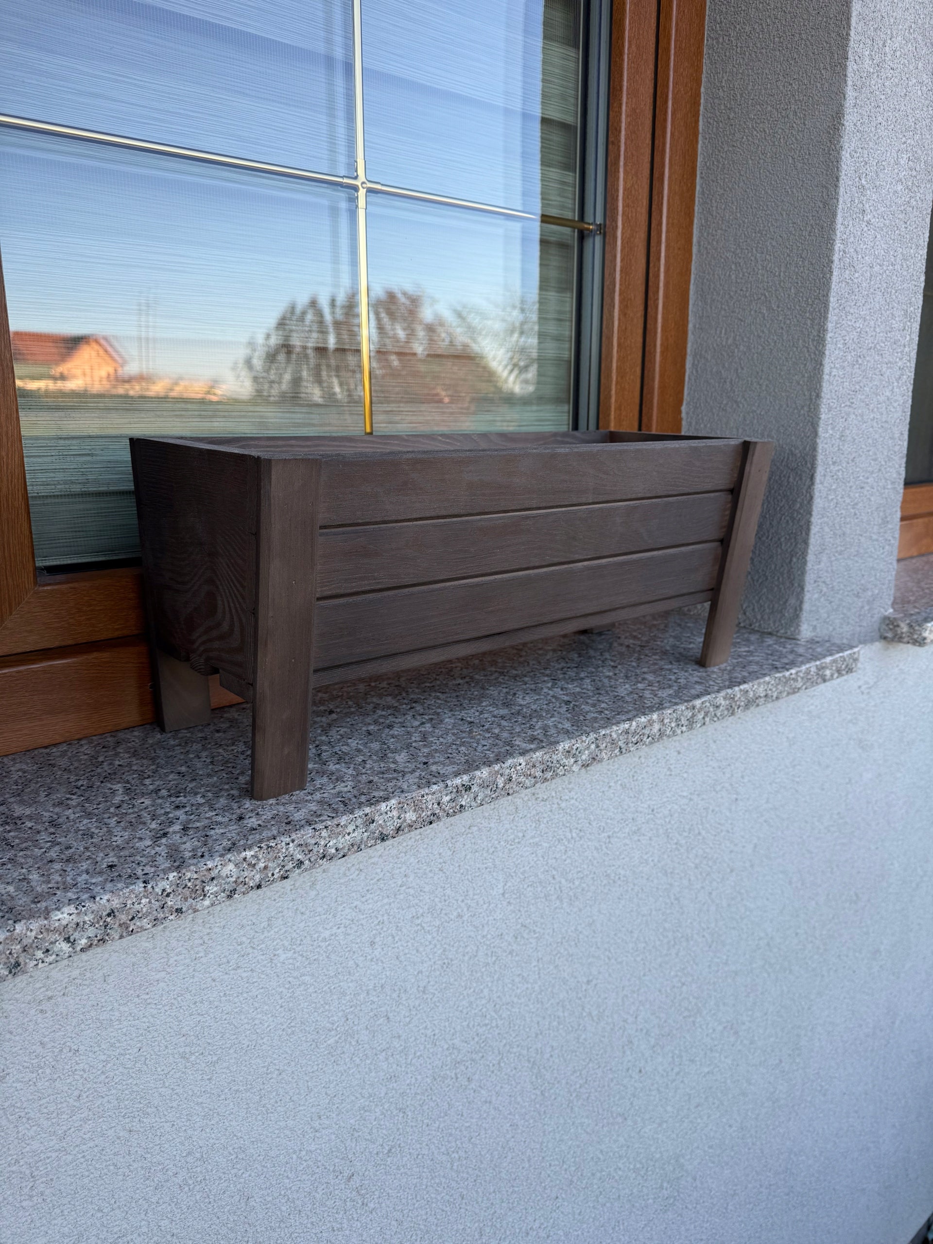 Planter flowerbed wooden color venge with insert 50cm Brand no brand