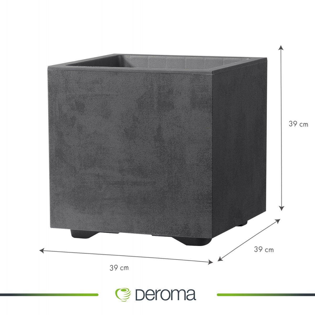 Planter large Flower Pot Square 39cm Deroma Cubo Millennium ANTHRACITE EAN (GTIN) 726232792611