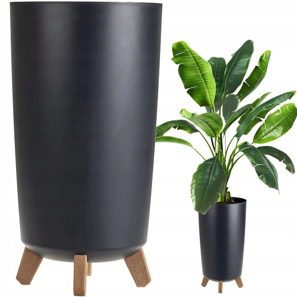 Planter, pot SLIM high ANTHRACITE cover on palm tree legs