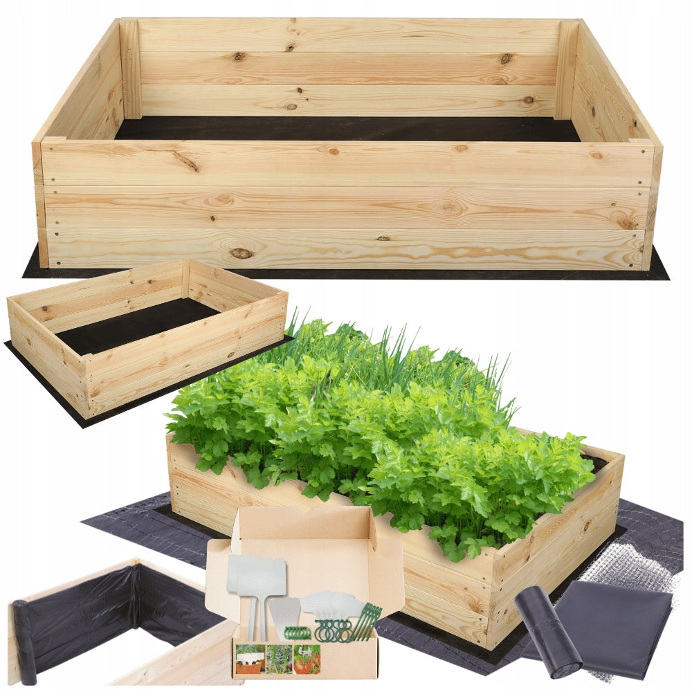 Planter wooden vegetable garden chest inspection bed raised 27x100x80