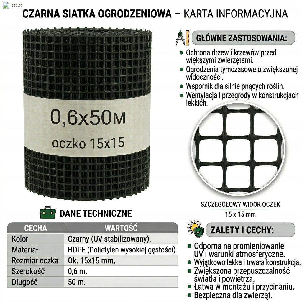 Plastic Discount Mesh BLACK 60cmx50m Strong UV Garden Mesh 0,6x50m Kind mesh
