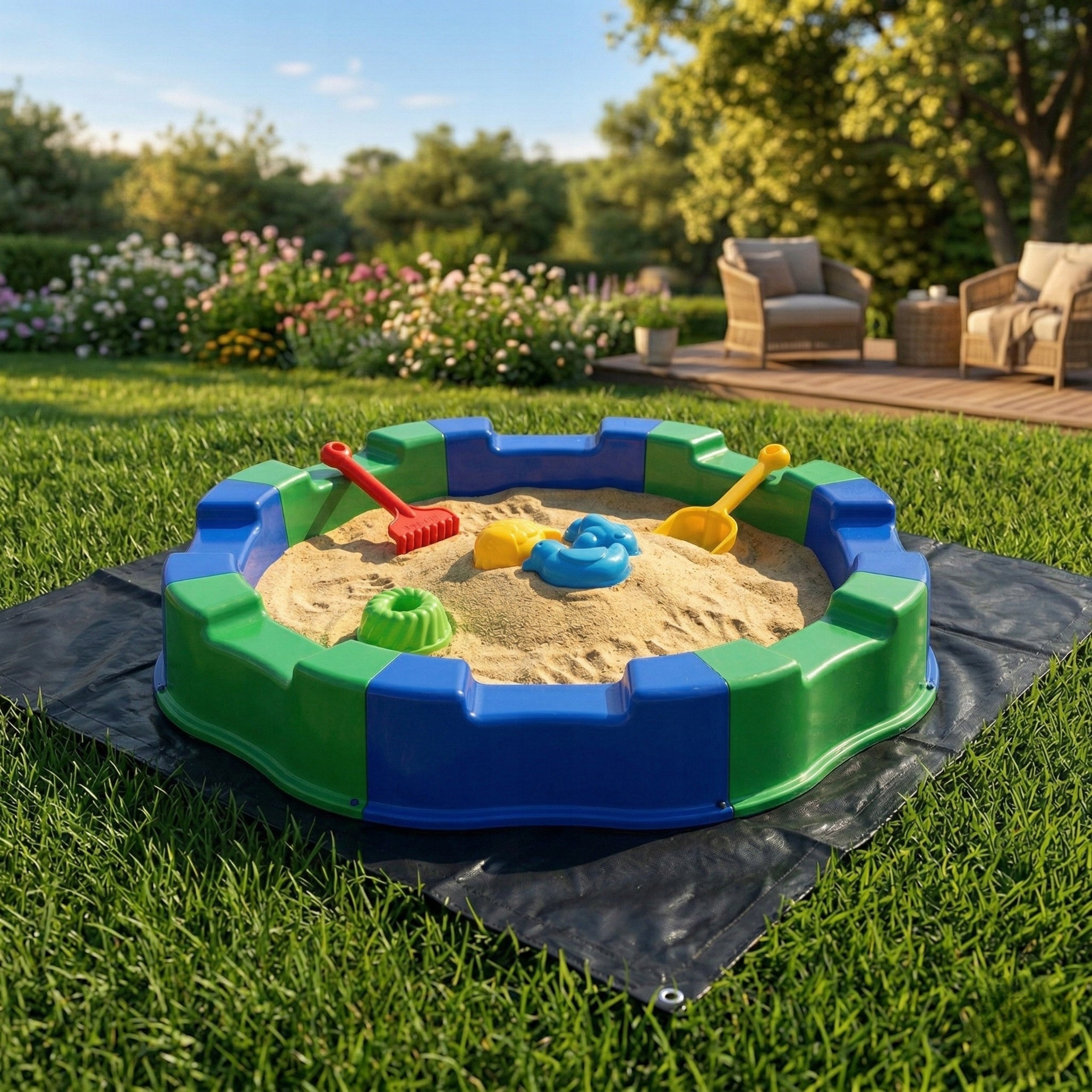 Plastic Sandbox Large For Children 160 cm + Toys Tarpaulin Brand Poves
