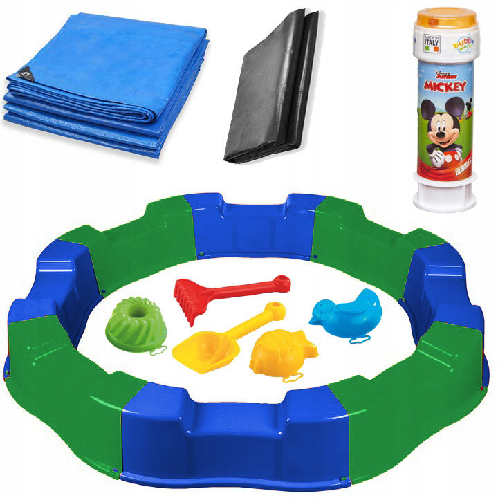 Plastic Sandbox Large For Children 160 cm + Toys Tarpaulin