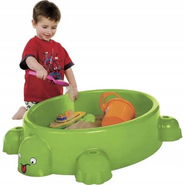 Plastic Sandbox Lockable Turtle Color green