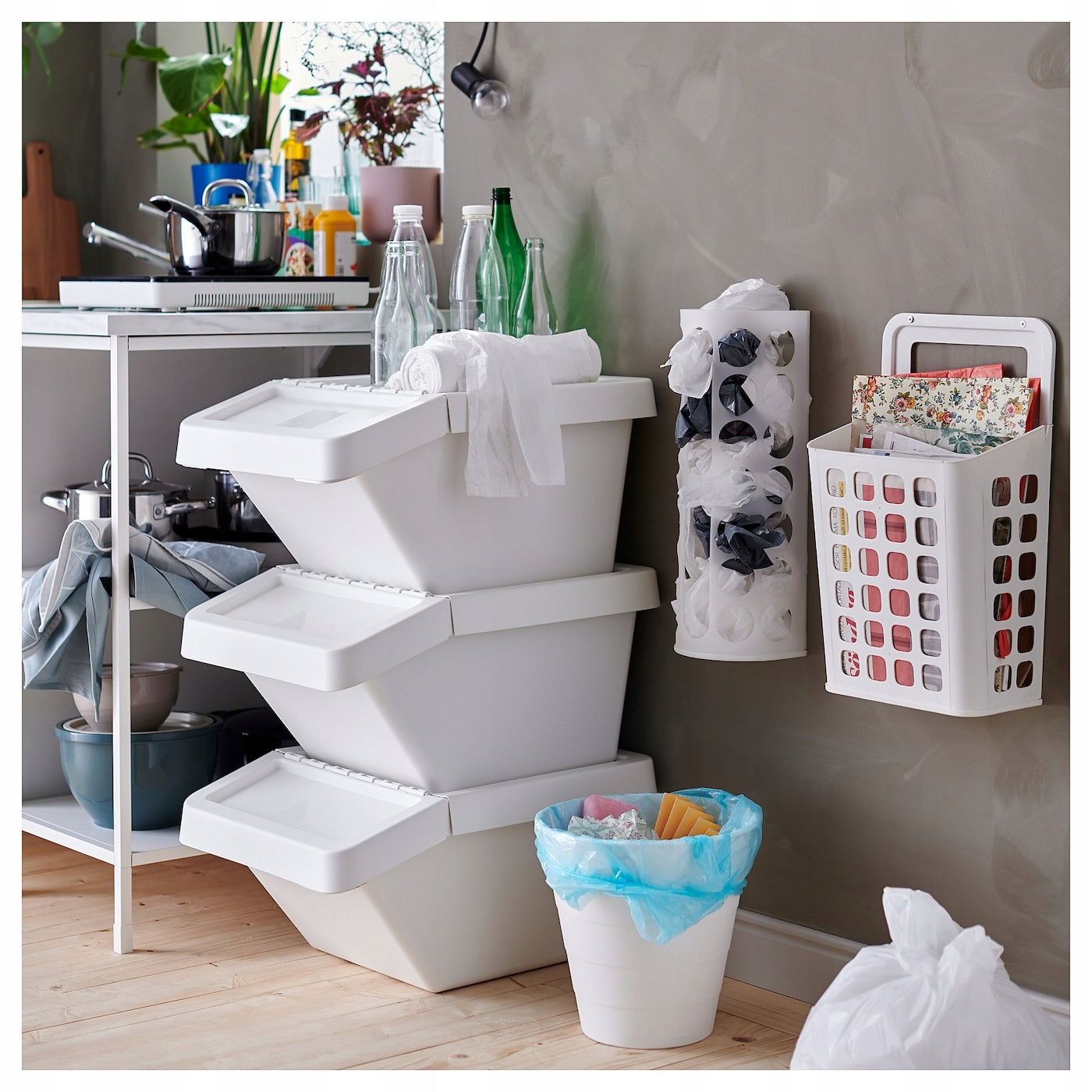 Plastic bag container VARIERA white 58x51 cm Manufacturer code 800.102.22