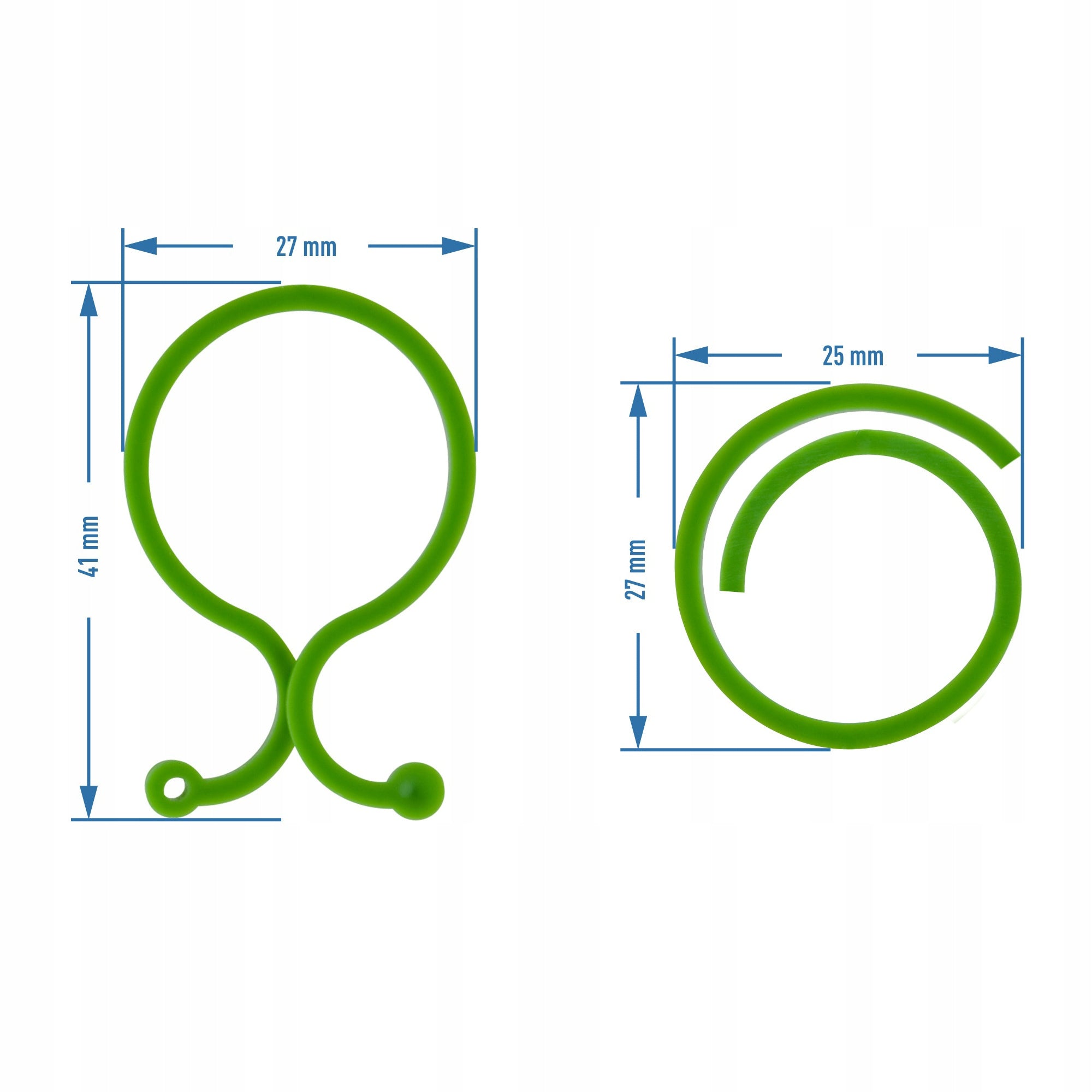 Plastic clasps for fastening plants, mix of 50 clamps Color green