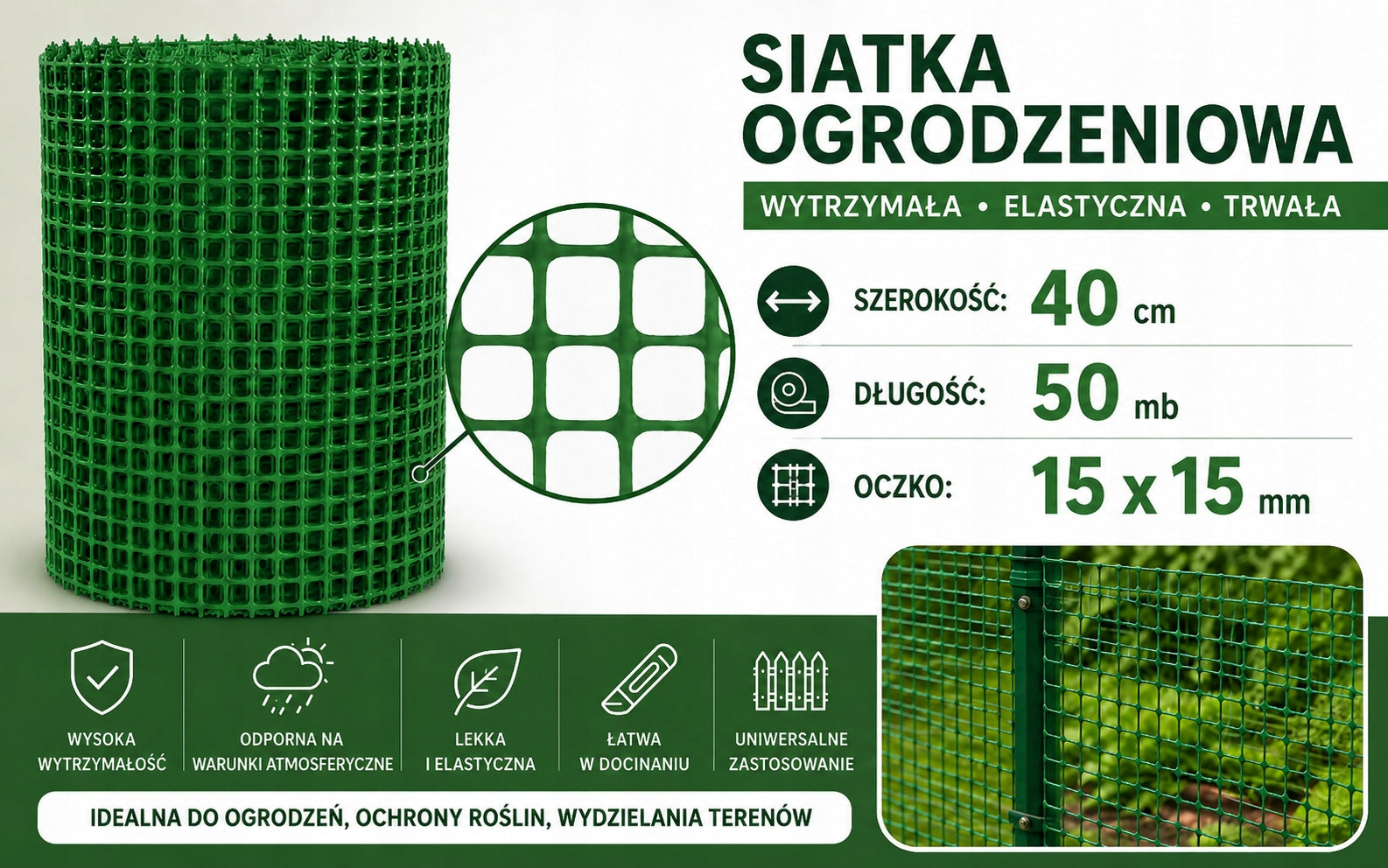 Plastic discount net GREEN 40cmx50m strong garden net 0,4x50m Manufacturer Goplast