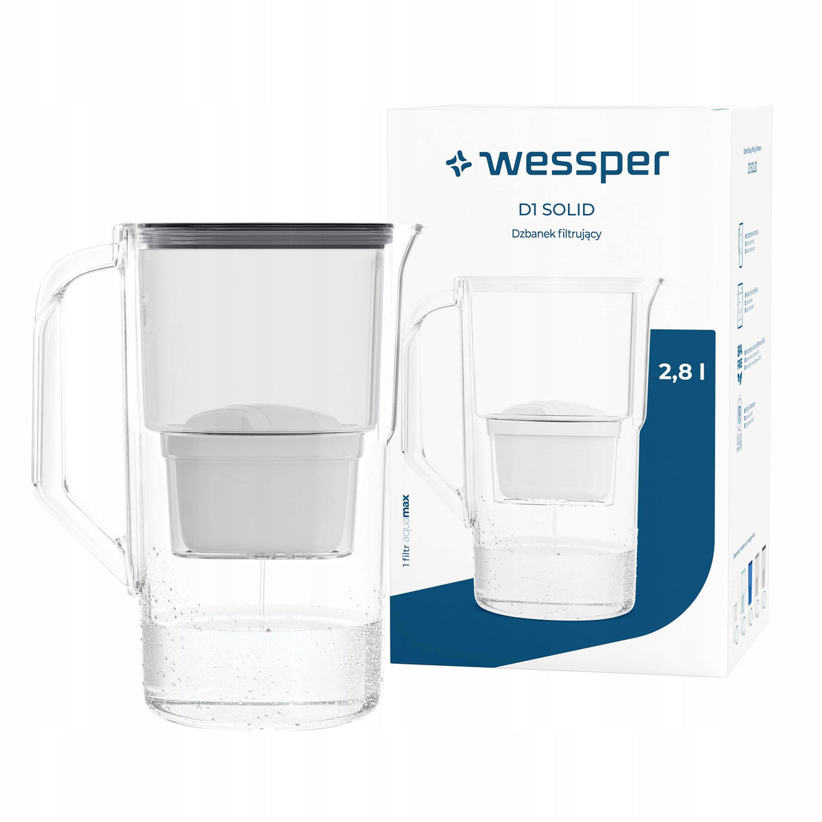 Plastic filter jug Wessper D1 SOLID 2,8l black + 1x filter