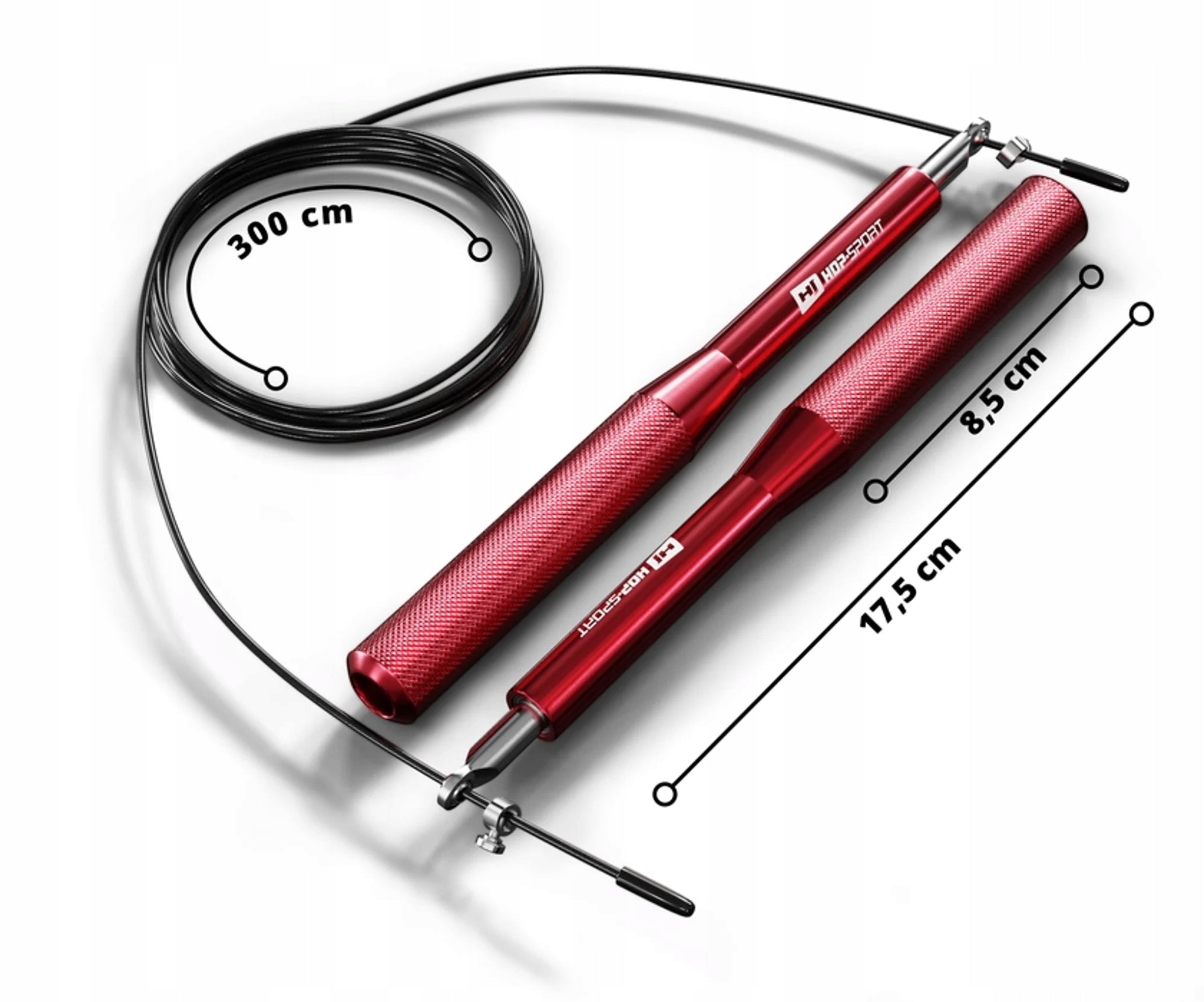 Plastic jump rope with bearing adjustable Hop-Sport 300 cm Packaging status original