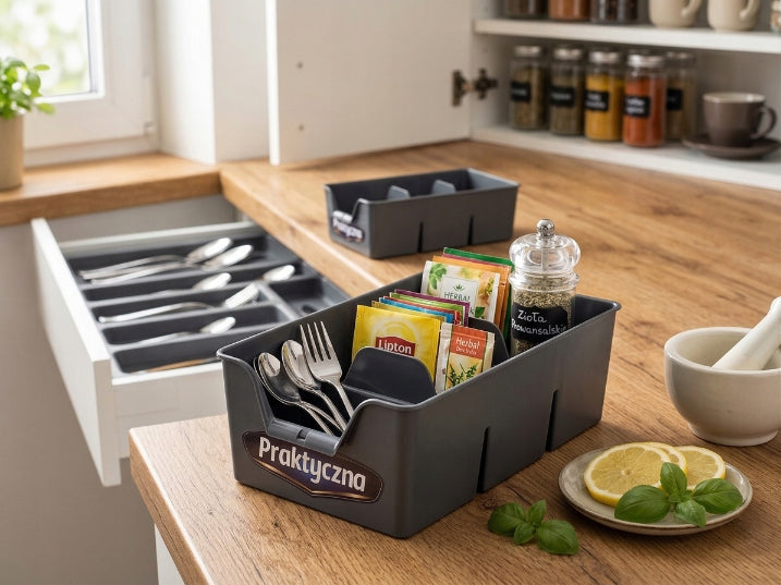 Plastic organizer Bentom S 22x13,5 cm dark grey for drawer Packaging status original