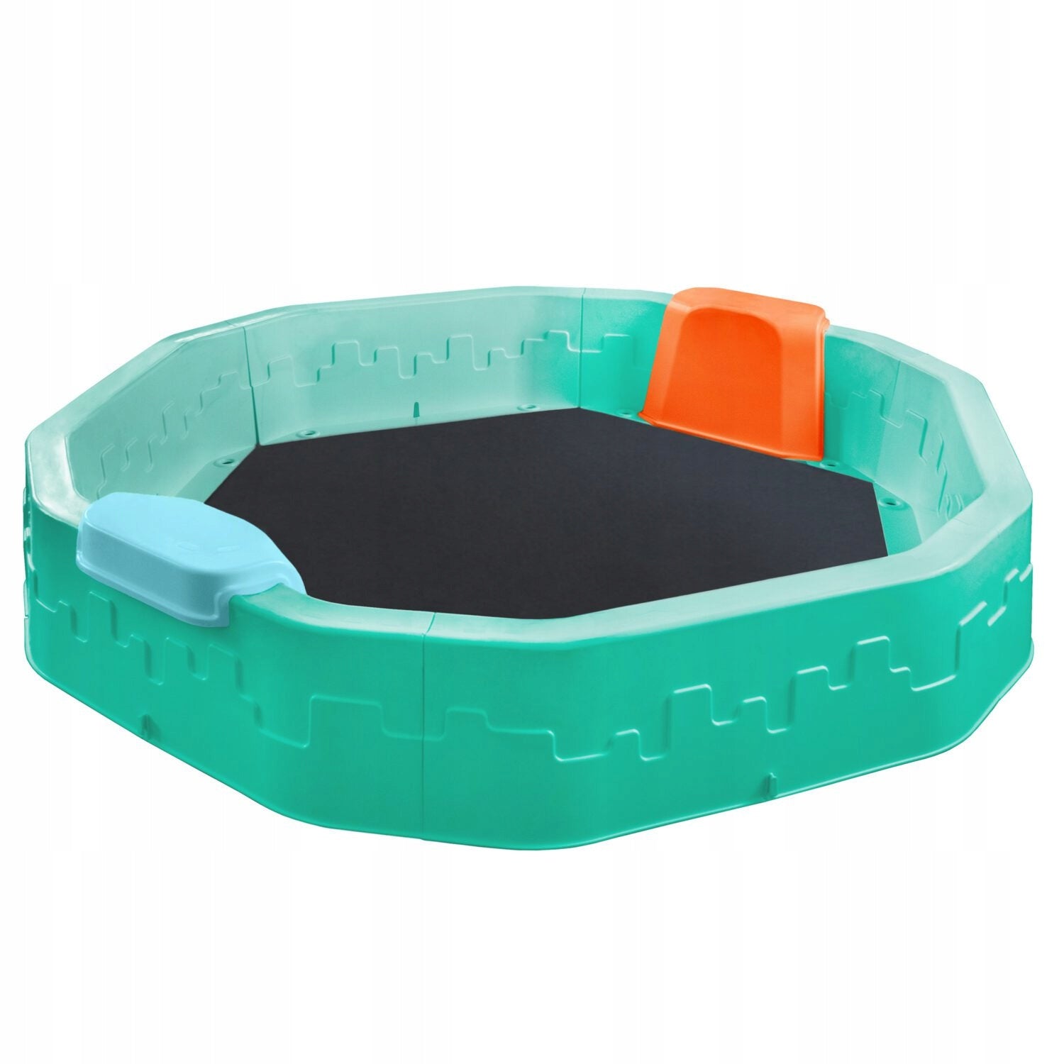 Plastic sandbox 150x150x25cm TURQUOISE + cover