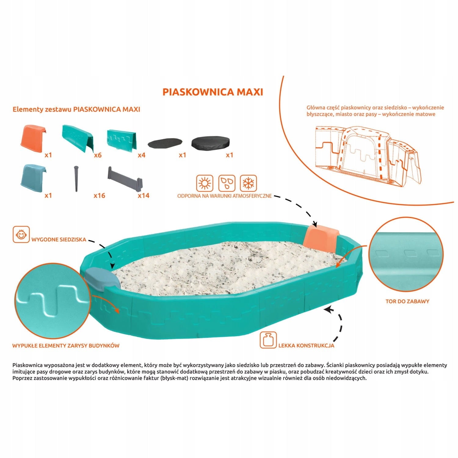 Plastic sandbox Domelo blue with benches 224,5x150 cm 12 m+ Brand Domelo