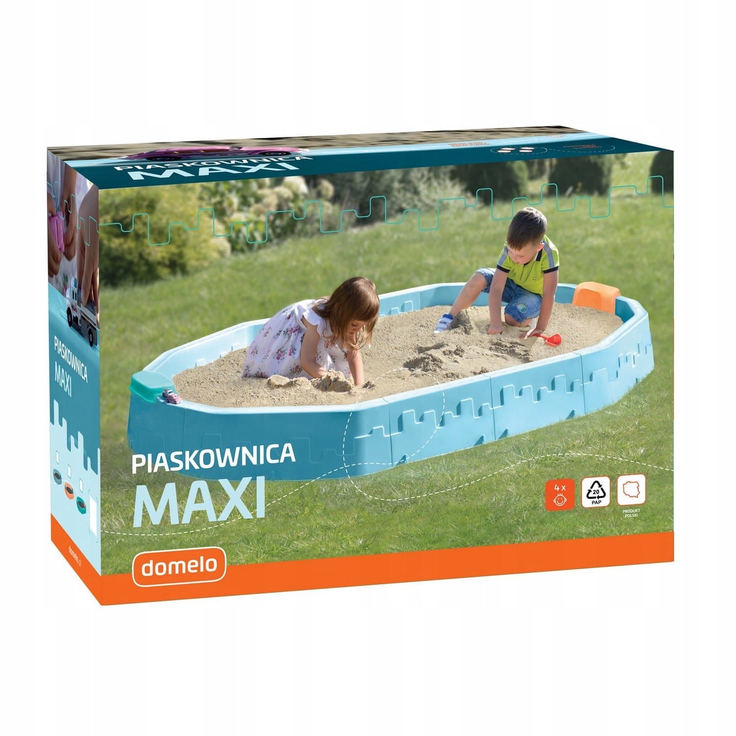 Plastic sandbox Domelo blue with benches 224,5x150 cm 12 m+ Kind plastic