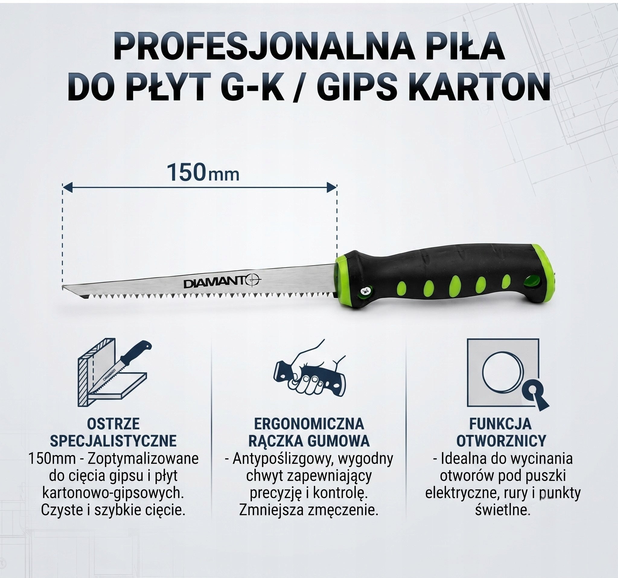 Plate Saw G-K Gypsum Carton with Rubber Handle Saw Hole Saw 150mm For for drywall