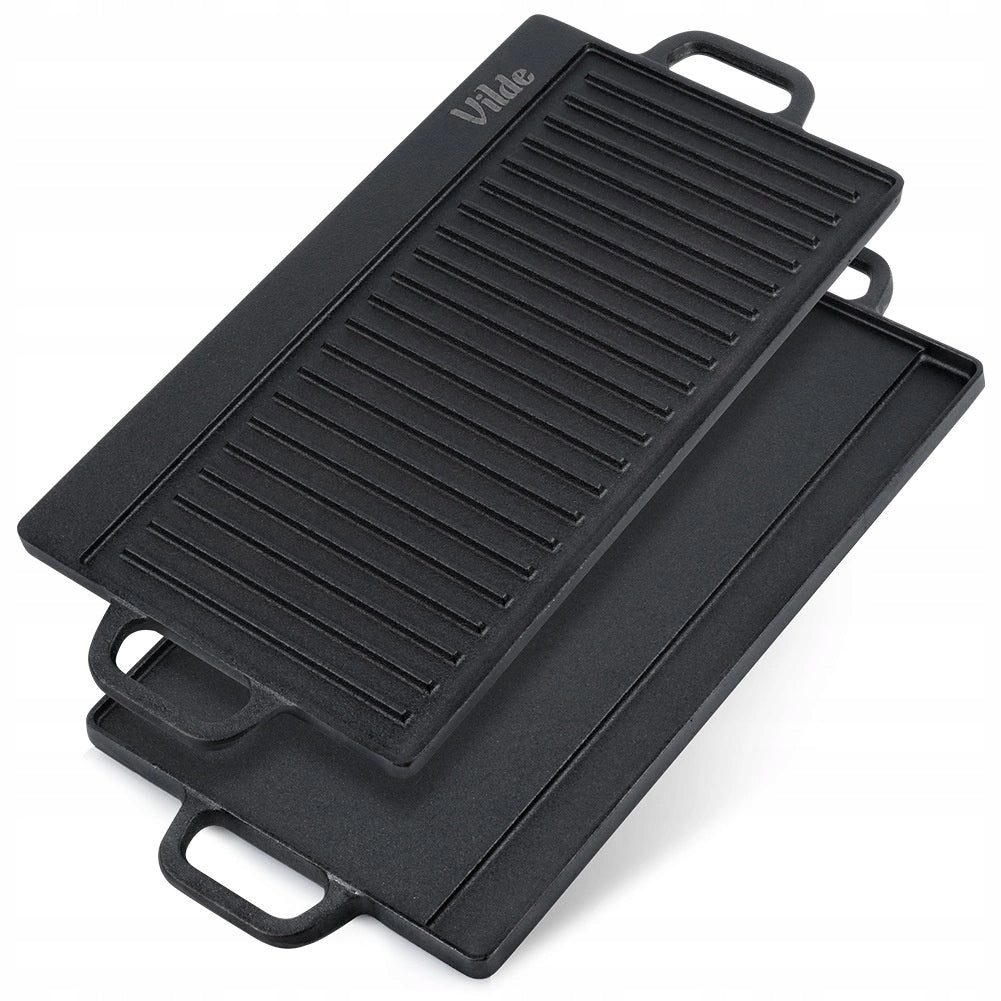 Plate for Grill Oven Grilling Cast Iron Double Sided VILDE 50,5x23,5cm Product weight with unit packaging 3.58 kg